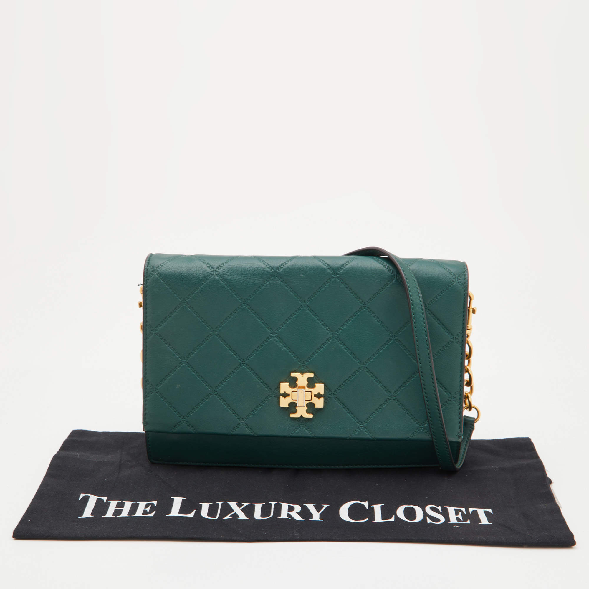 Leather crossbody bag Tory Burch Green in Leather - 24955766
