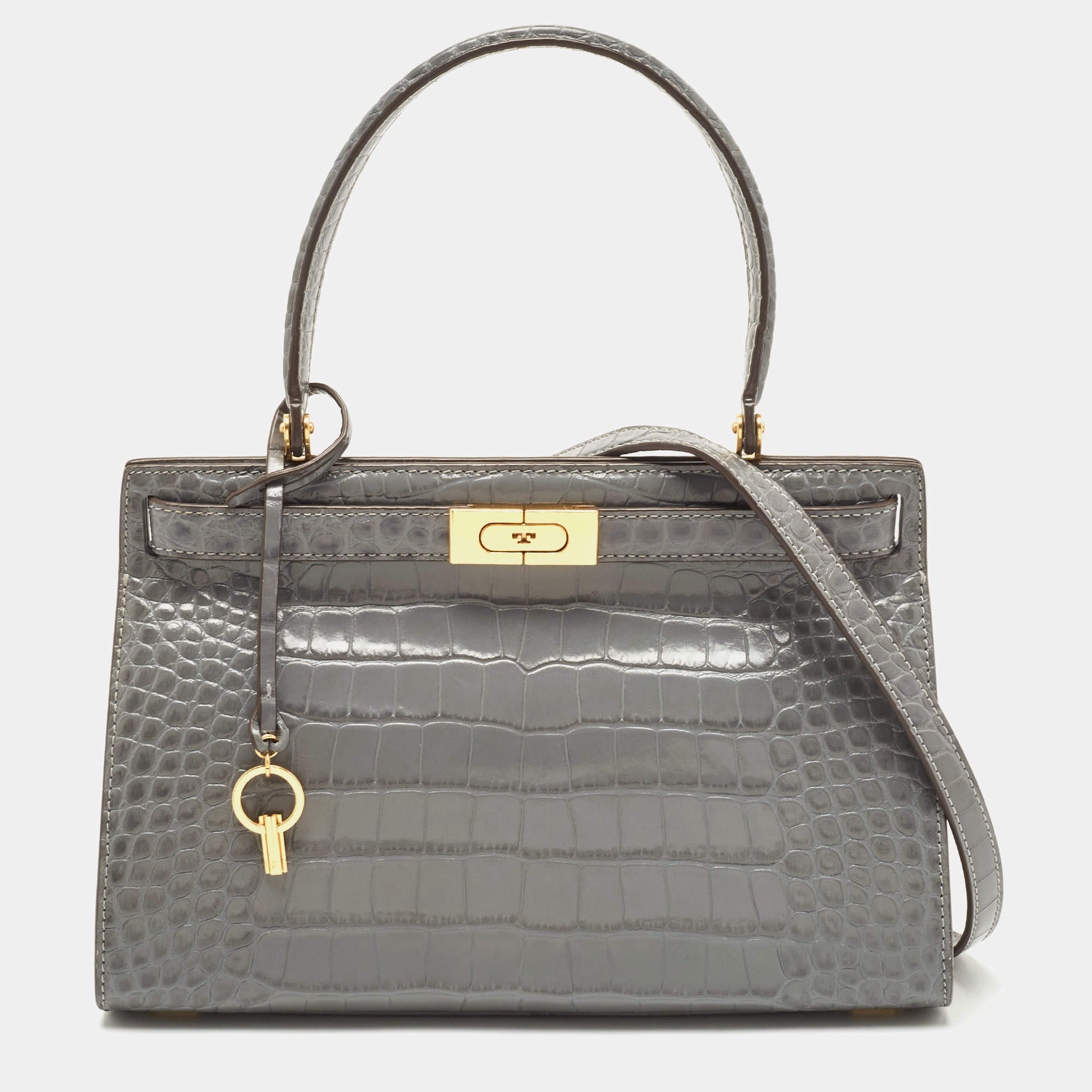 Tory Burch deals 797 Croc Embossed Satchel