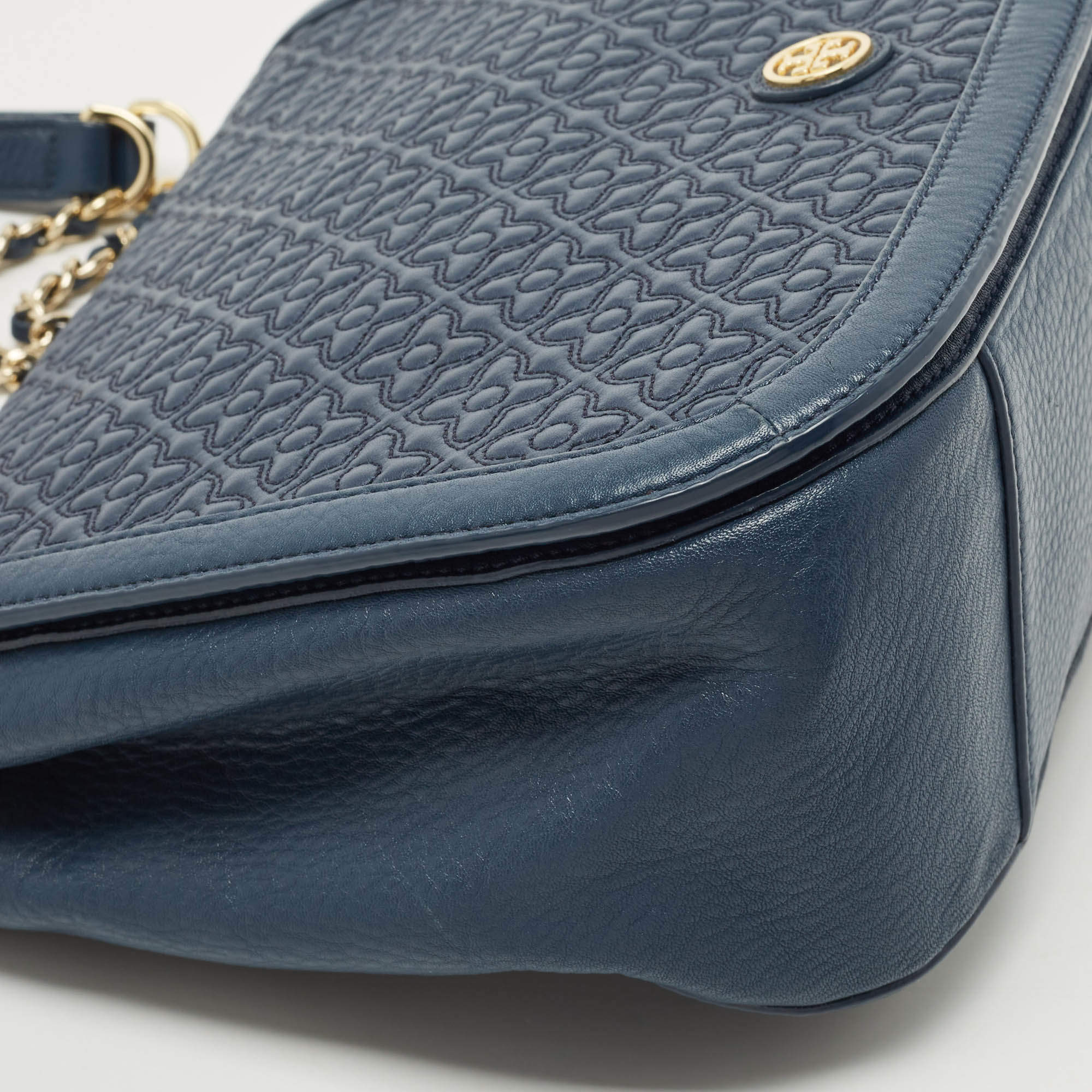 Tory Burch Navy Blue Quilted Leather Bryant Shoulder Bag Tory Burch