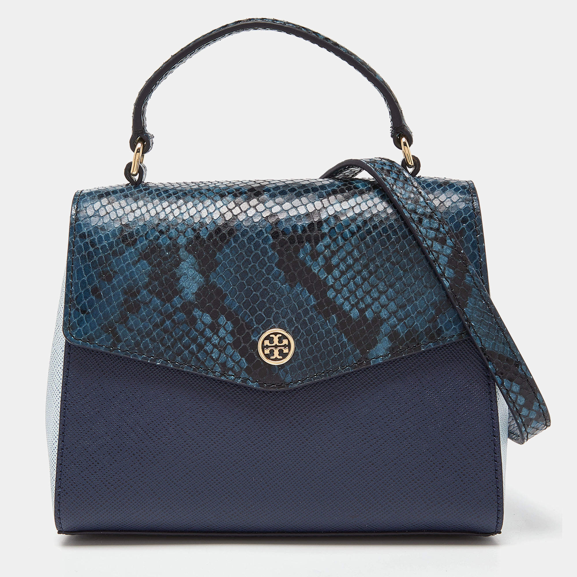 Tory Burch Multicolor Python Effect and Leather Robinson Flap Top
