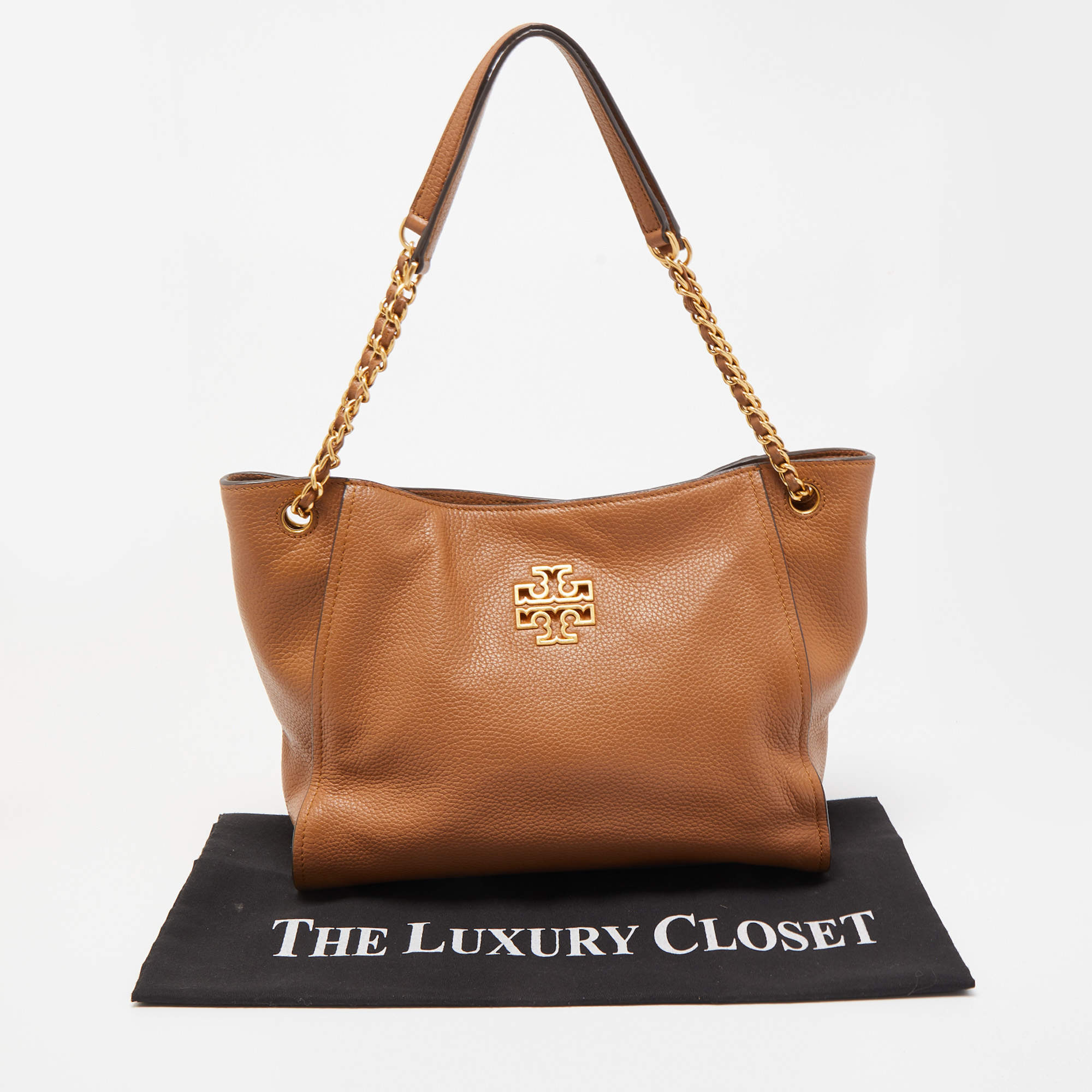 Tory Burch Leather Britten Small Slouchy Tote (SHF-19671) – LuxeDH