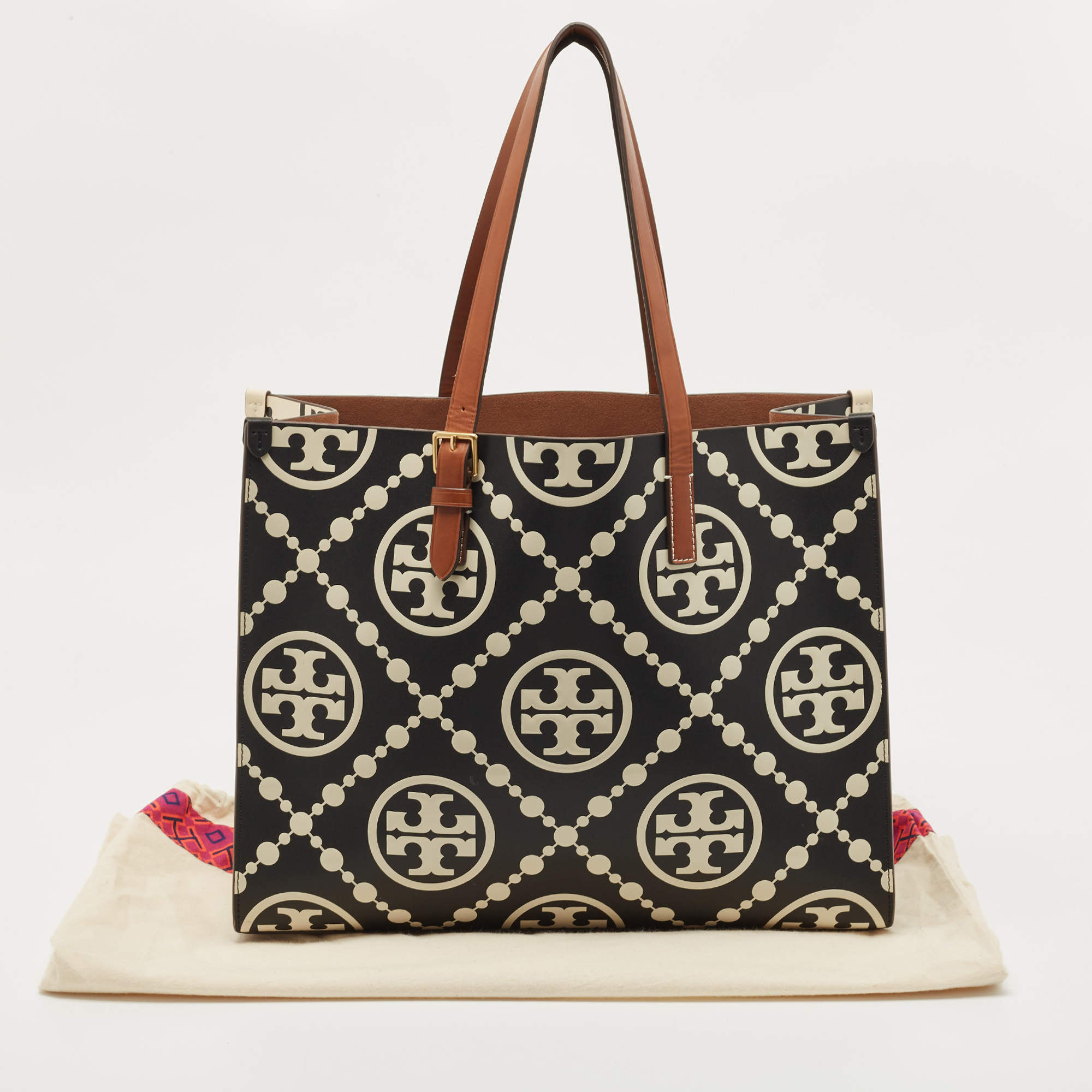 T Monogram Contrast Embossed Small Tote: Women's Handbags, Tote Bags