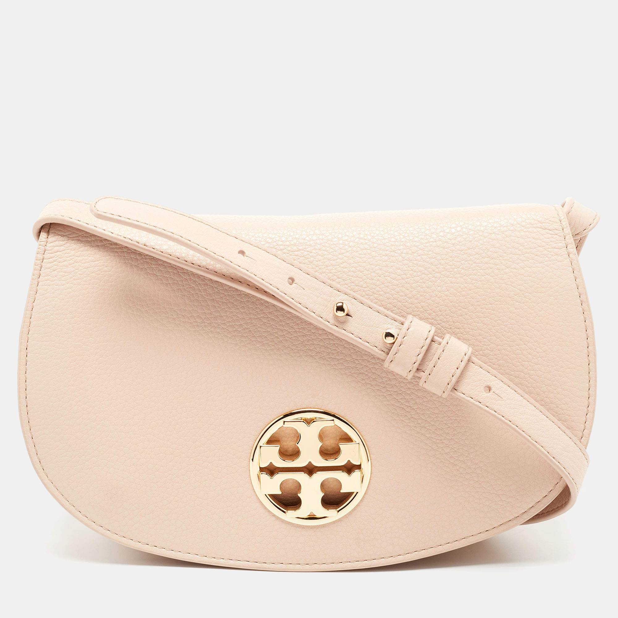 Pre Owned Tory Burch Pink Leather Britten Crossbody Bag