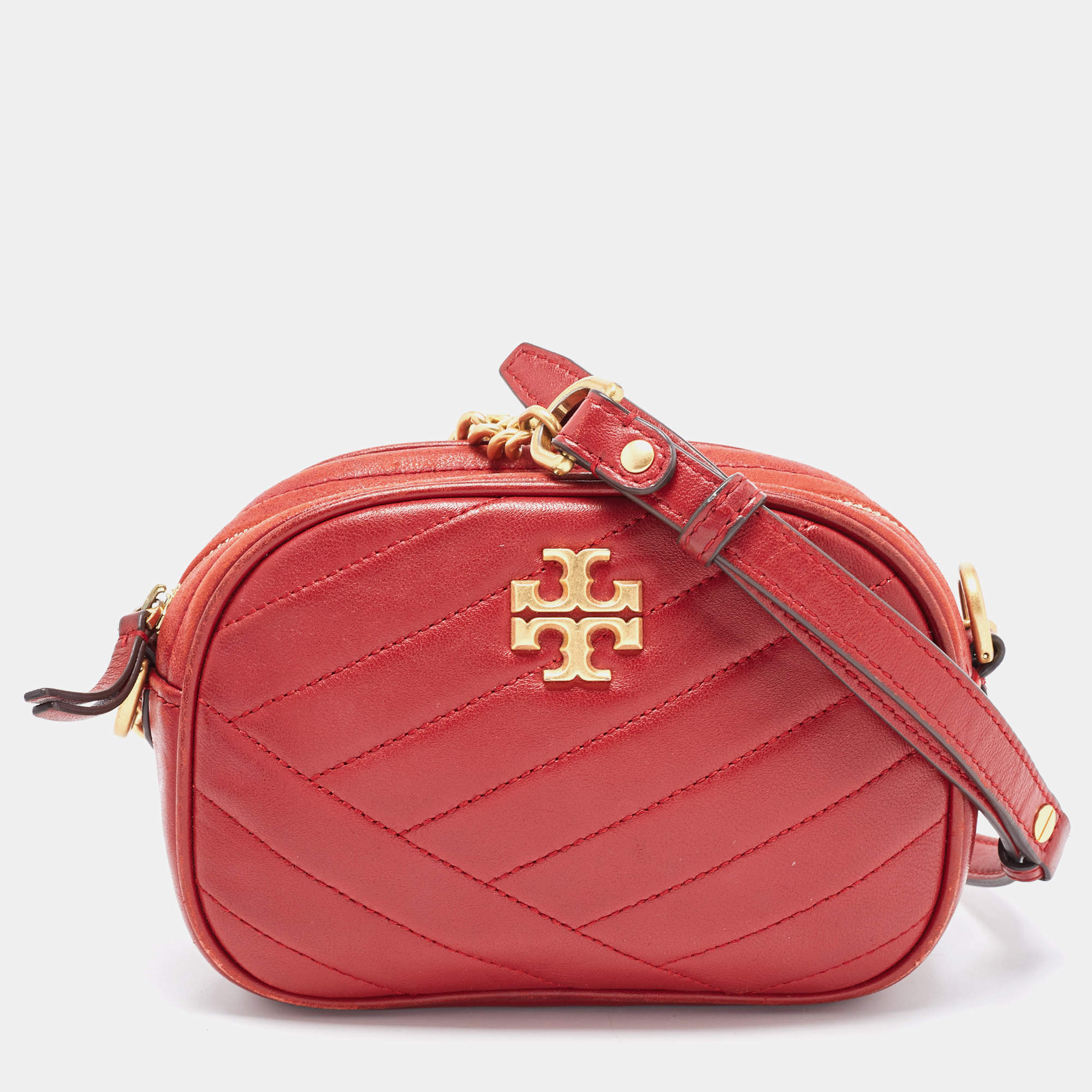 Pre Owned Tory Burch Red Leather Kira Camera Crossbody Bag