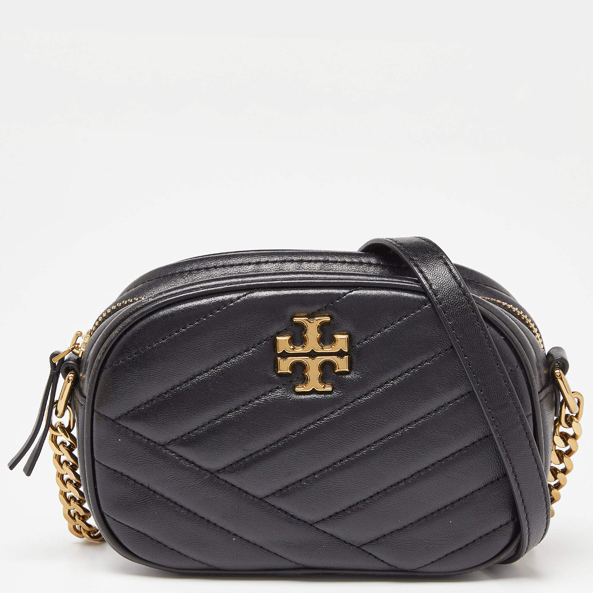 Pre Owned Tory Burch Black Leather Kira Camera Crossbody Bag