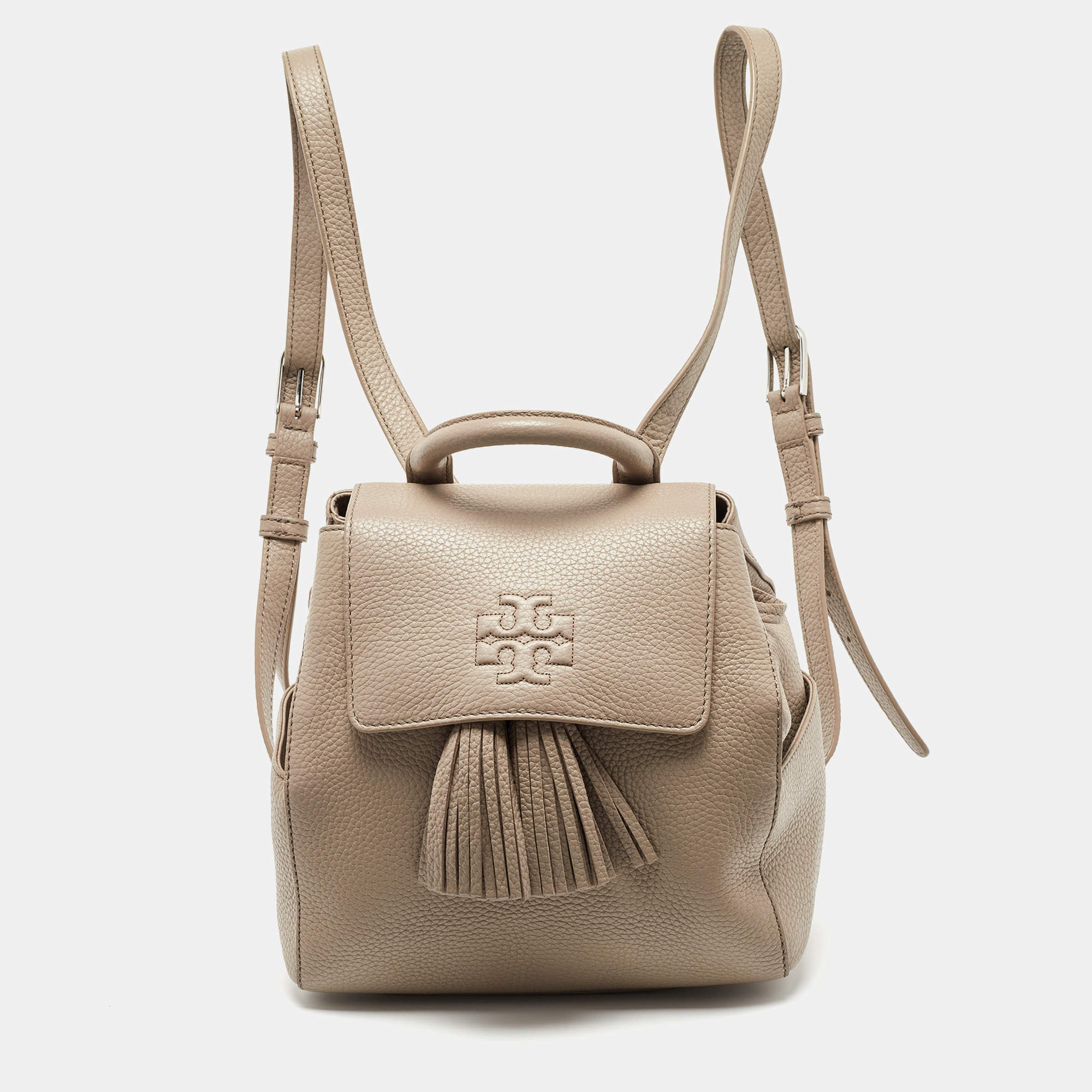 Pre Owned  Tory Burch Grey Leather Tassel Backpack