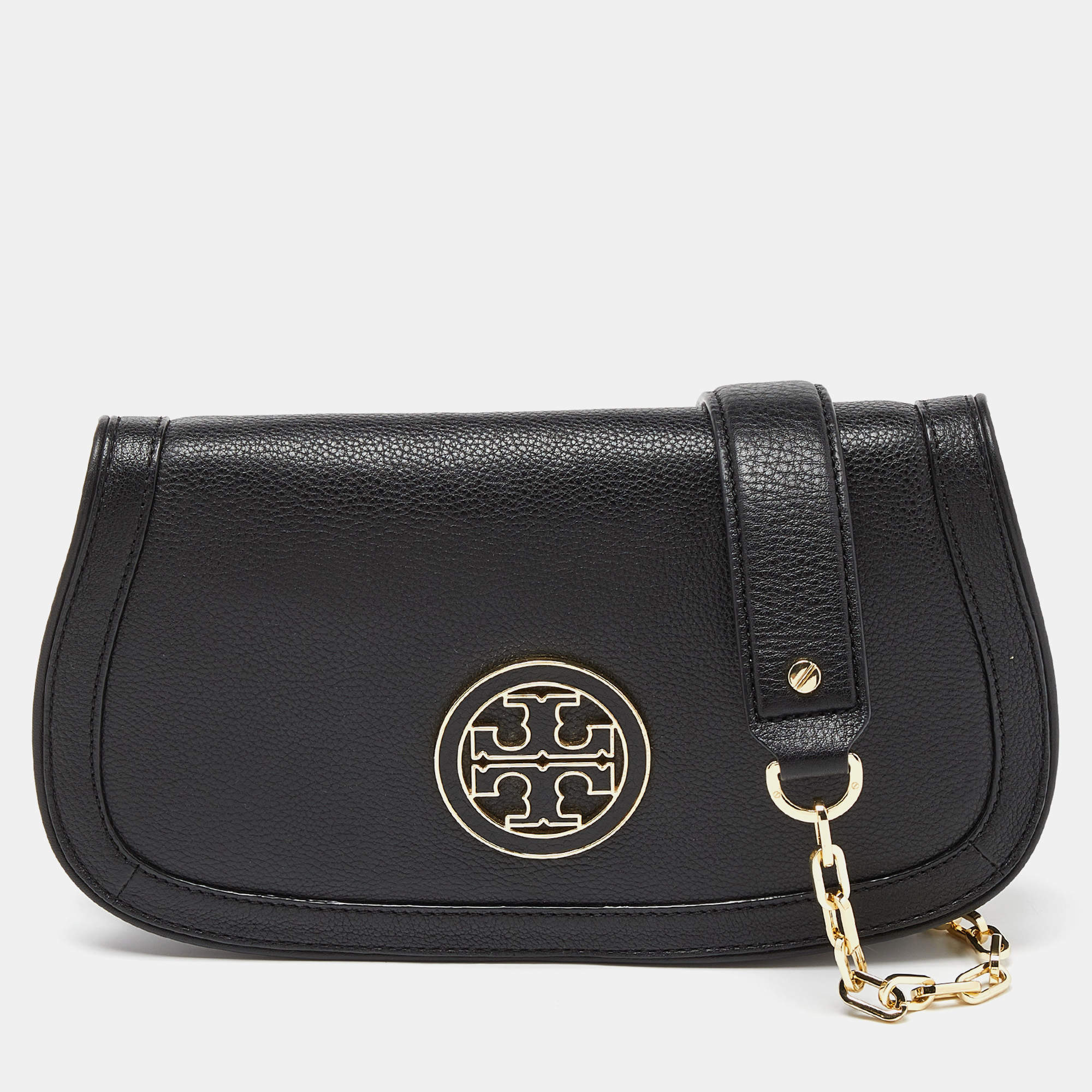 Pre Owned Tory Burch Black Leather Britten Crossbody Bag