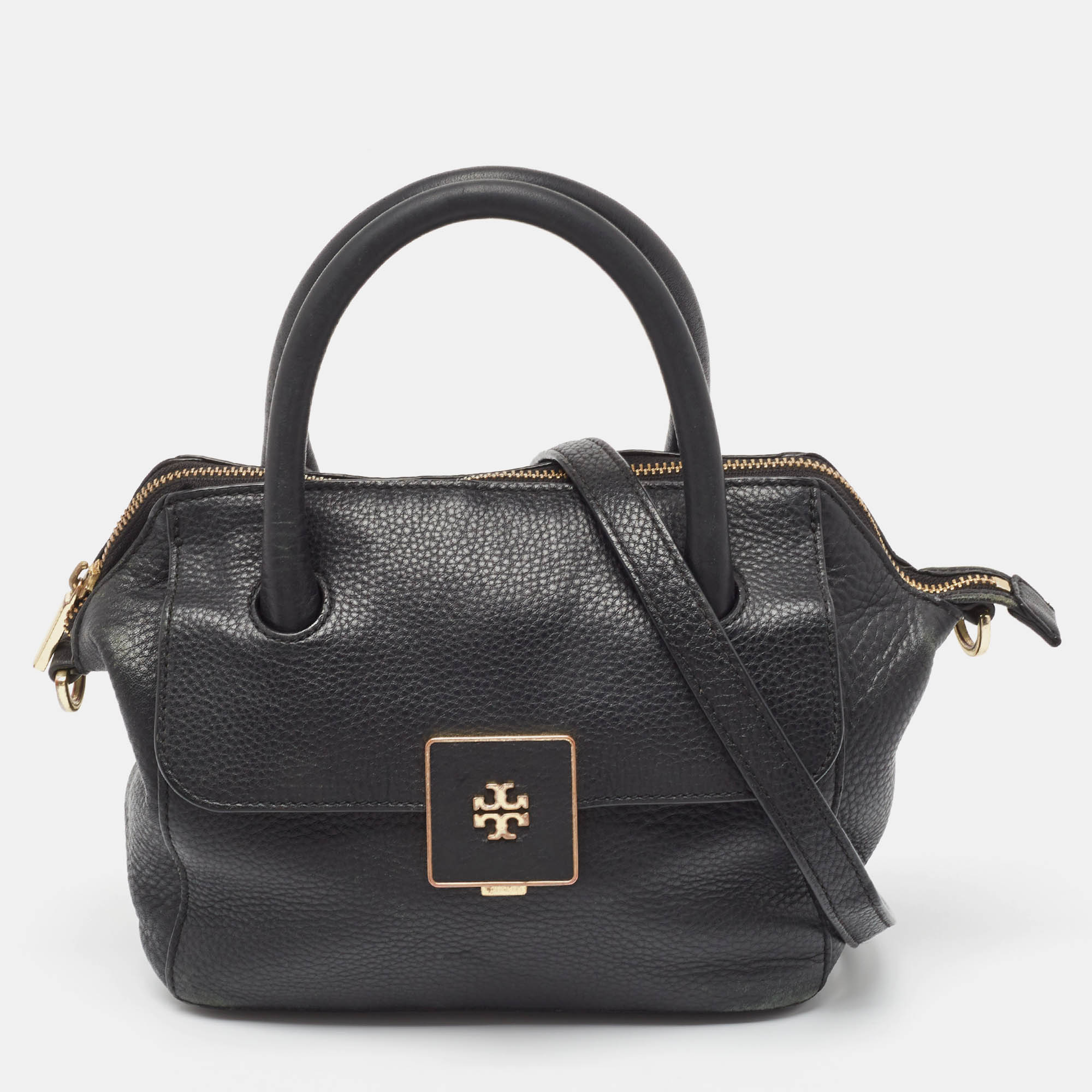 Pre Owned Tory Burch Black Leather Clara Satchel
