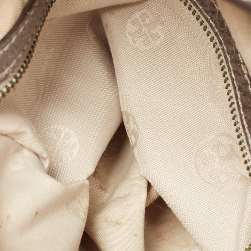 Pre Owned Tory Burch Metallic Leather Tassel Hobo 