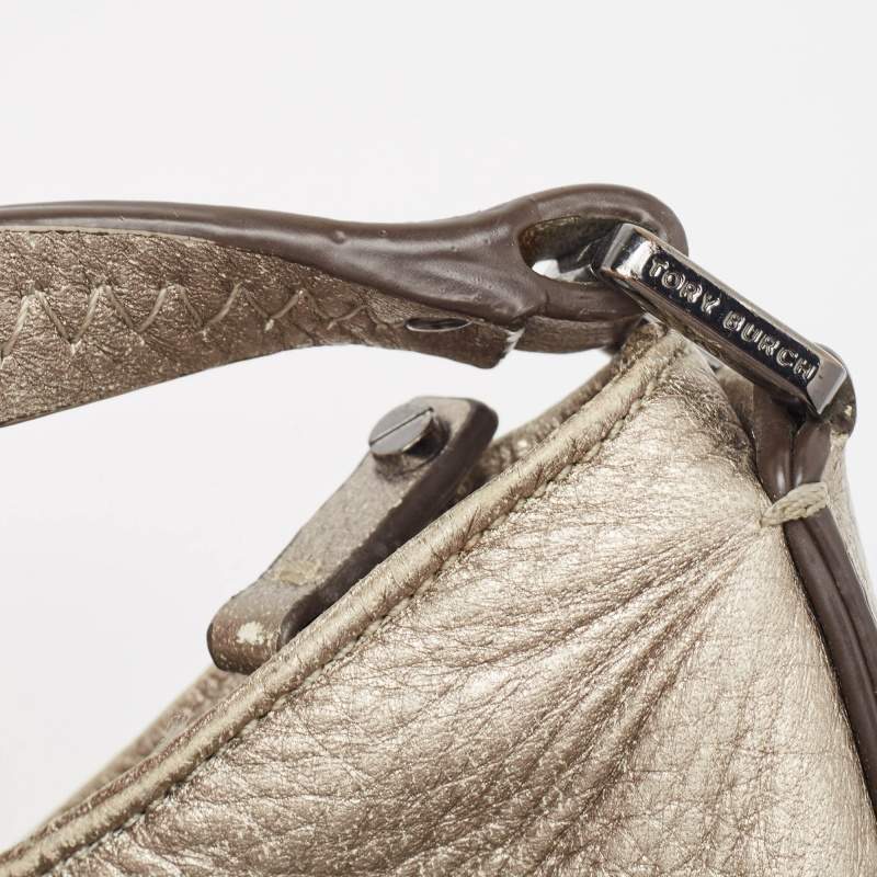 Pre Owned Tory Burch Metallic Leather Tassel Hobo 