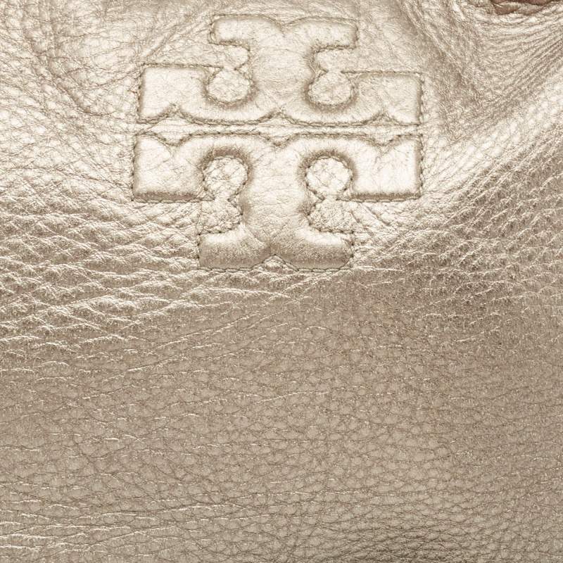 Pre Owned Tory Burch Metallic Leather Tassel Hobo 