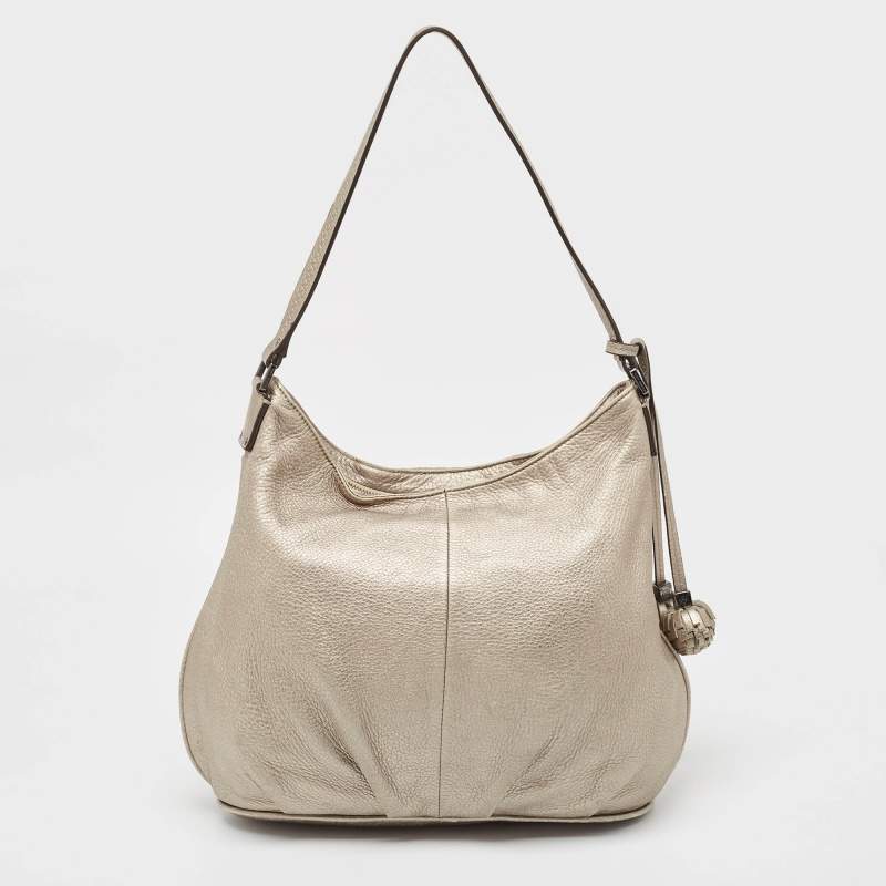Pre Owned Tory Burch Metallic Leather Tassel Hobo 