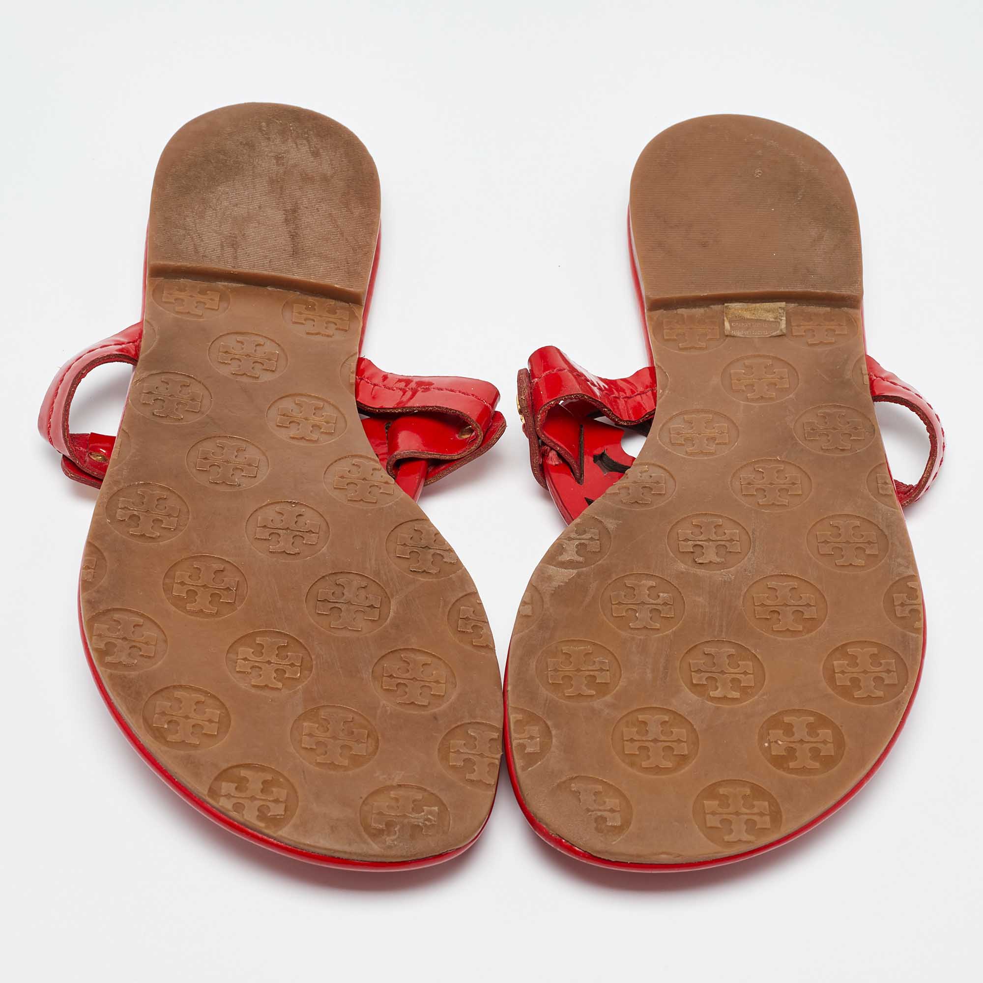 Tory burch red patent leather miller sandals hotsell