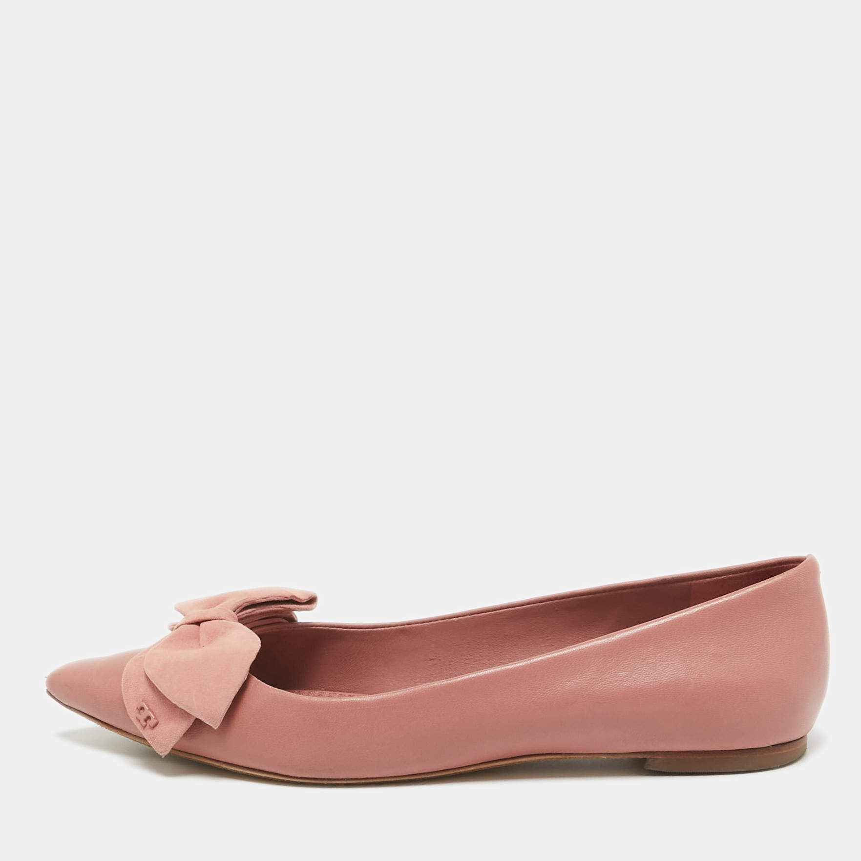 Tory Burch Pink Leather and Suede Ballet Flats Size 36.5