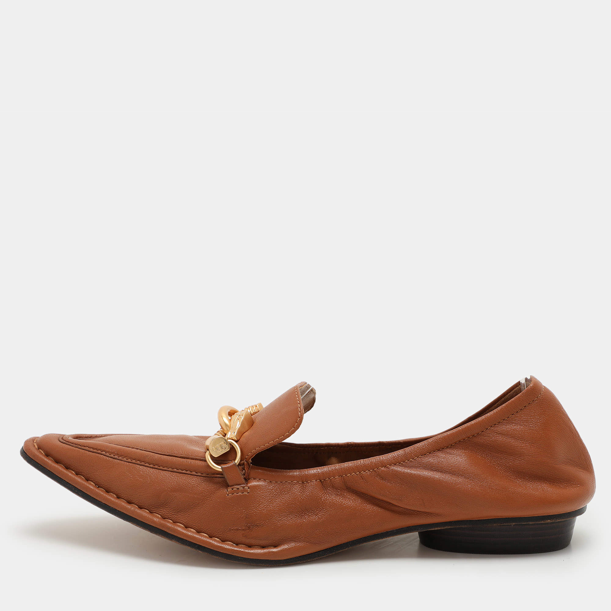 Tory Burch Brown Leather Jessa Loafers 37