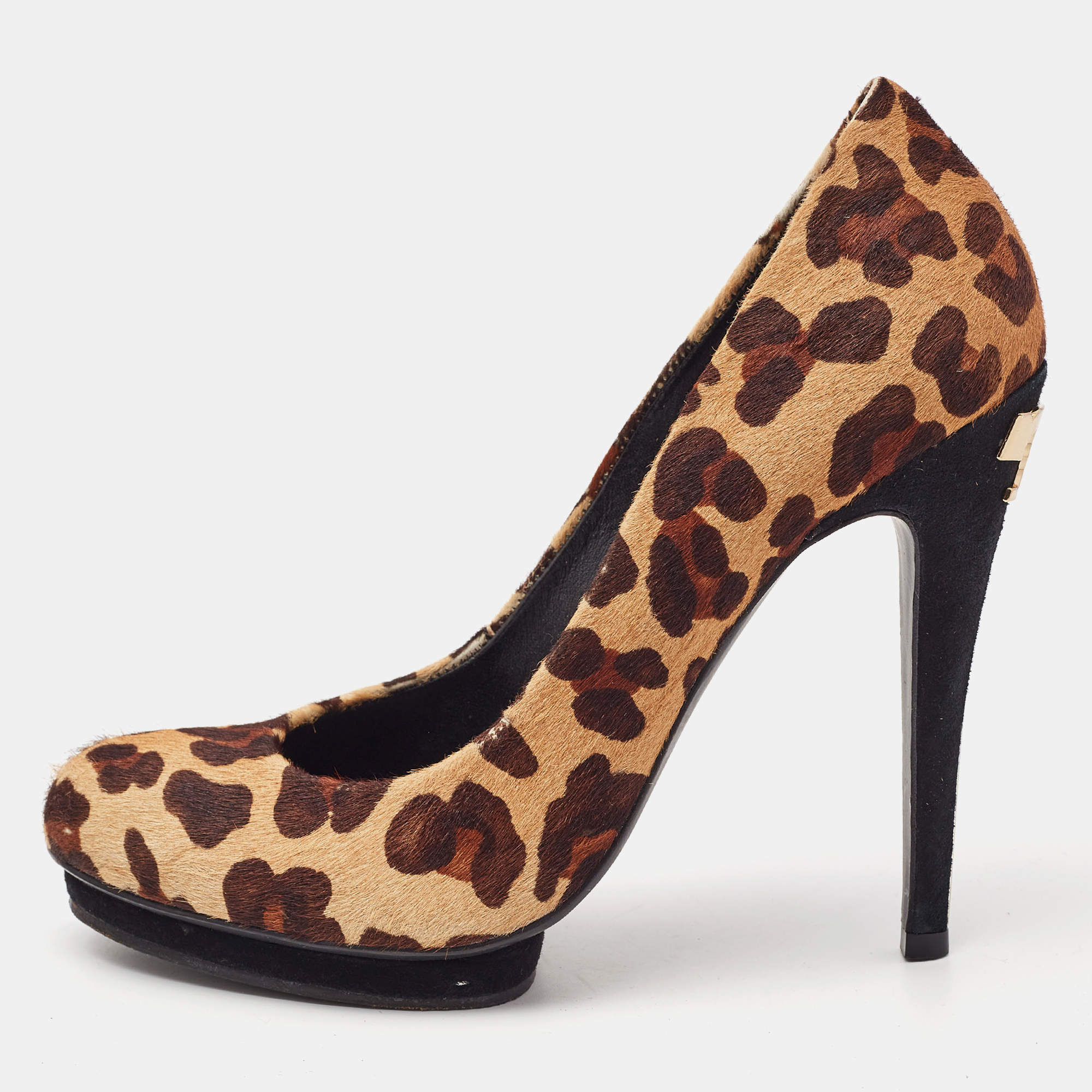 Tory Burch Brown Leopard Print Round Toe Pumps Size 40.5