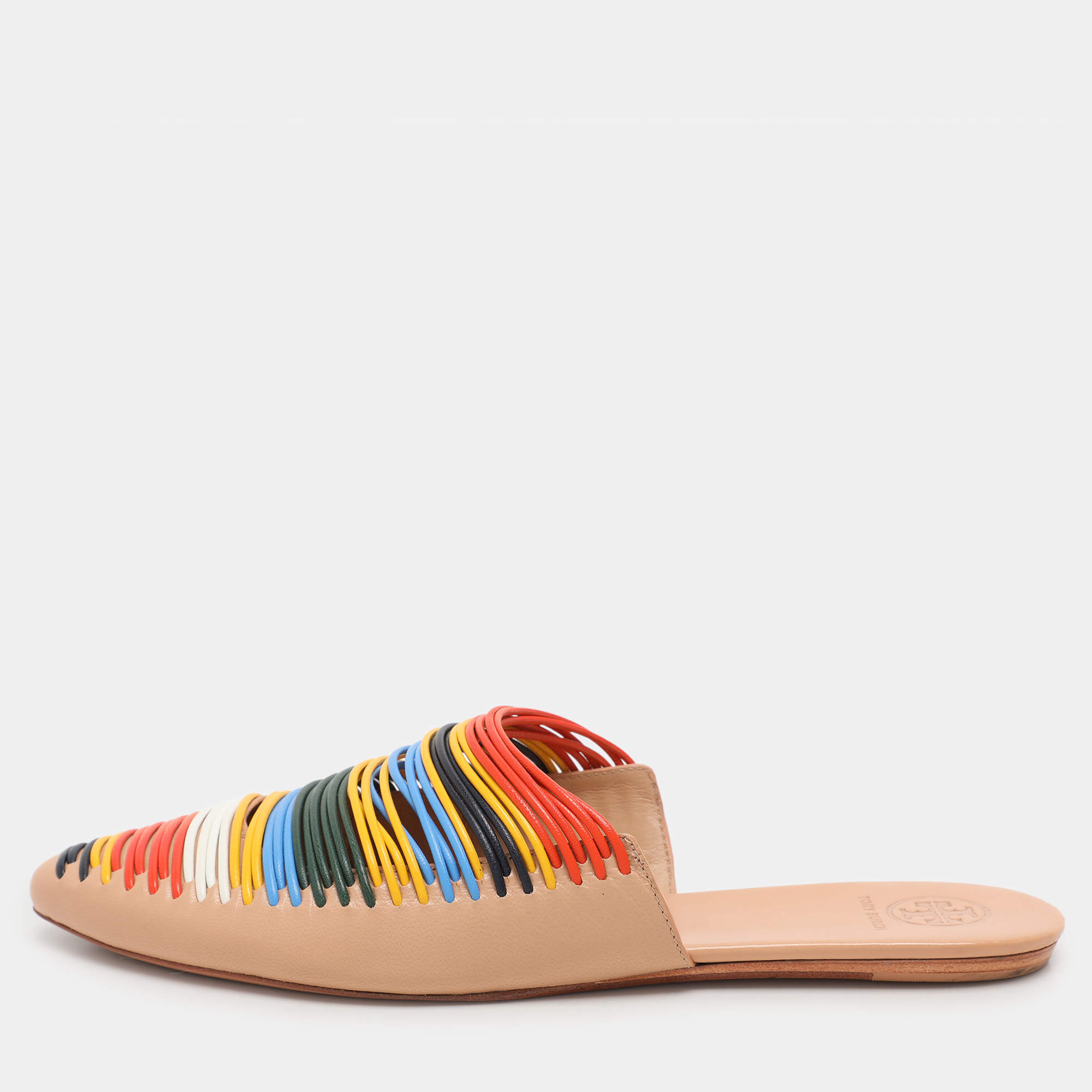 Tory Burch Multicolor Leather Rainbow Sienna Mules Size 38