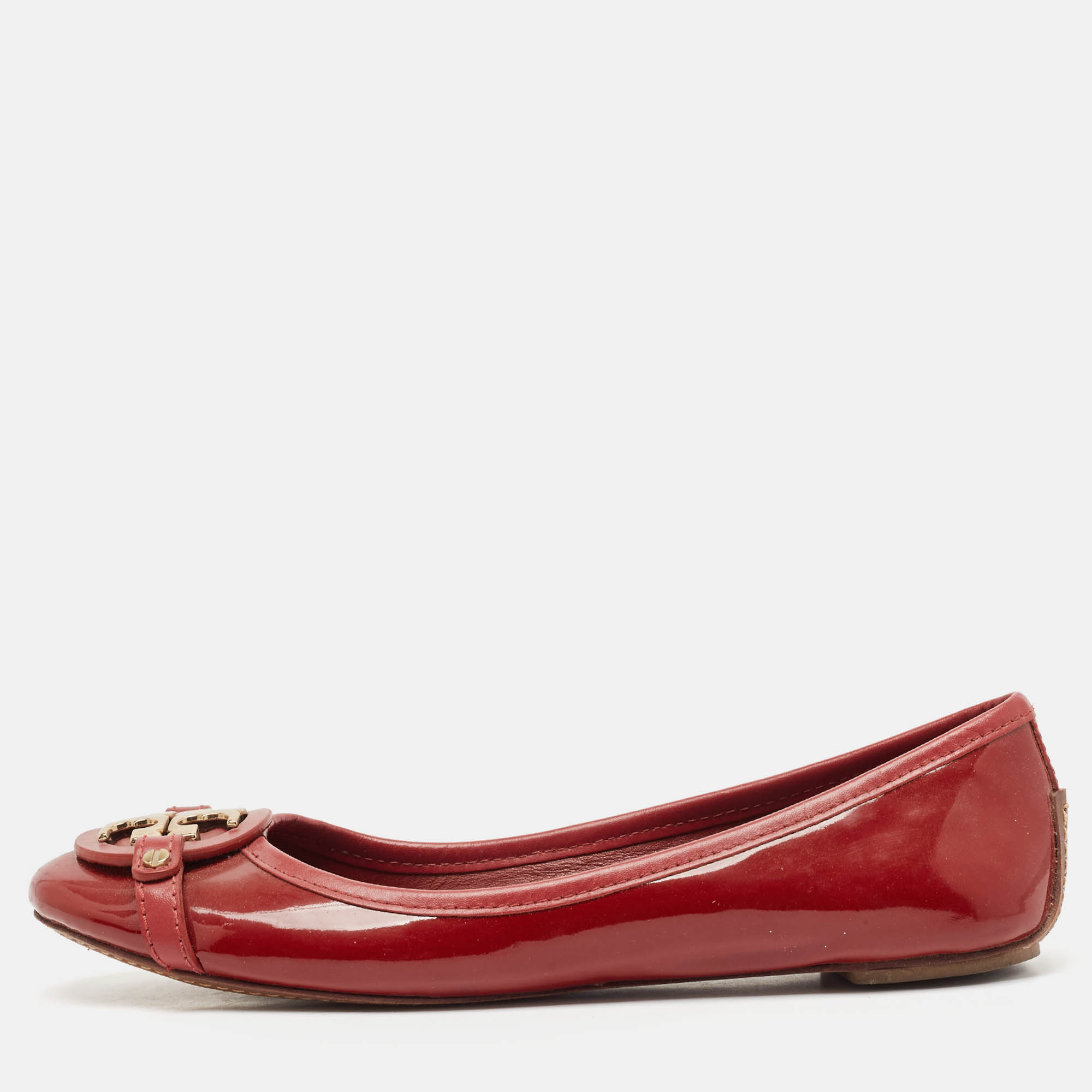 Tory Burch Red Patent Leather Aaden Ballet Flats Size 39