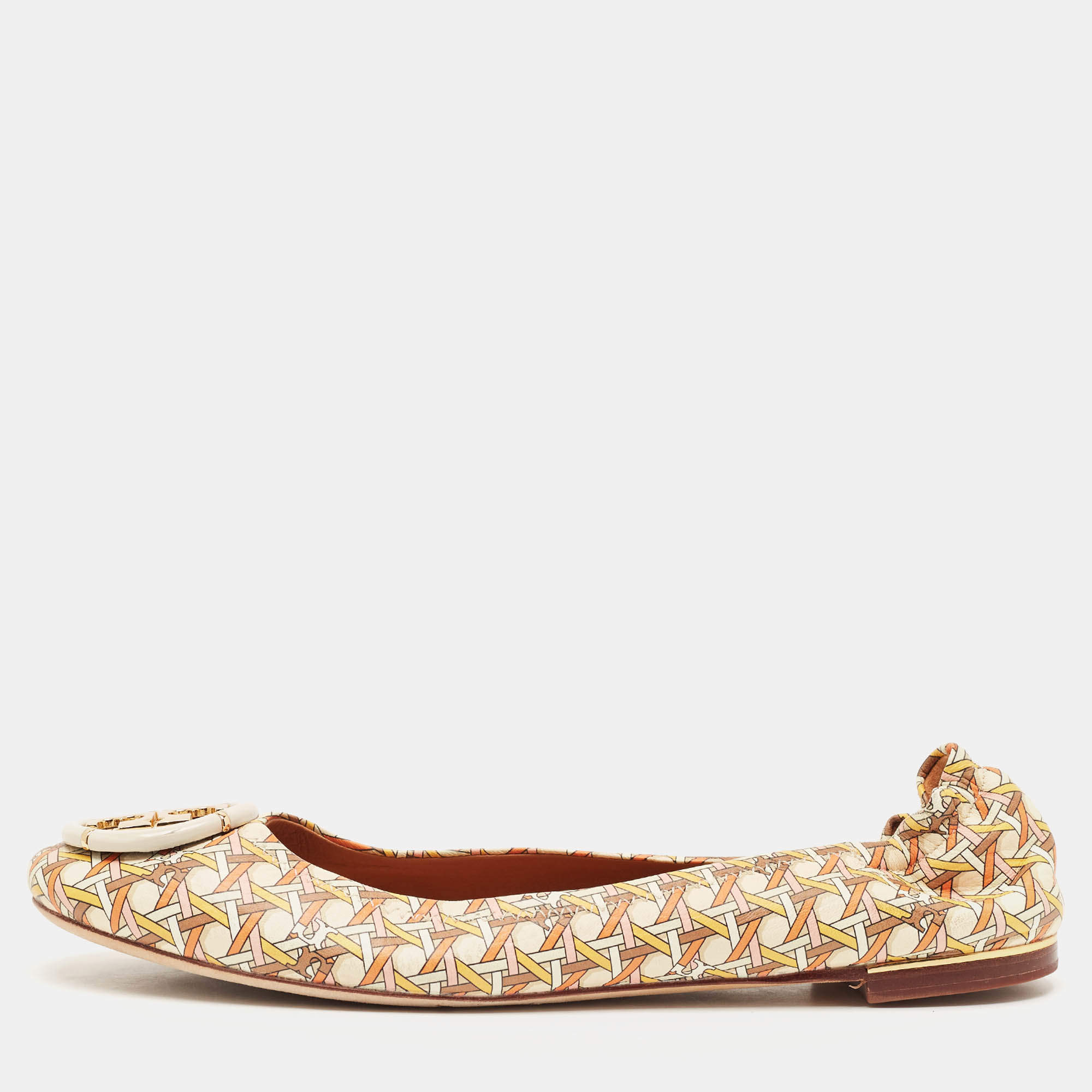 Tory Burch Multicolor Leather Reva Scrunch Ballet Flats Size 39