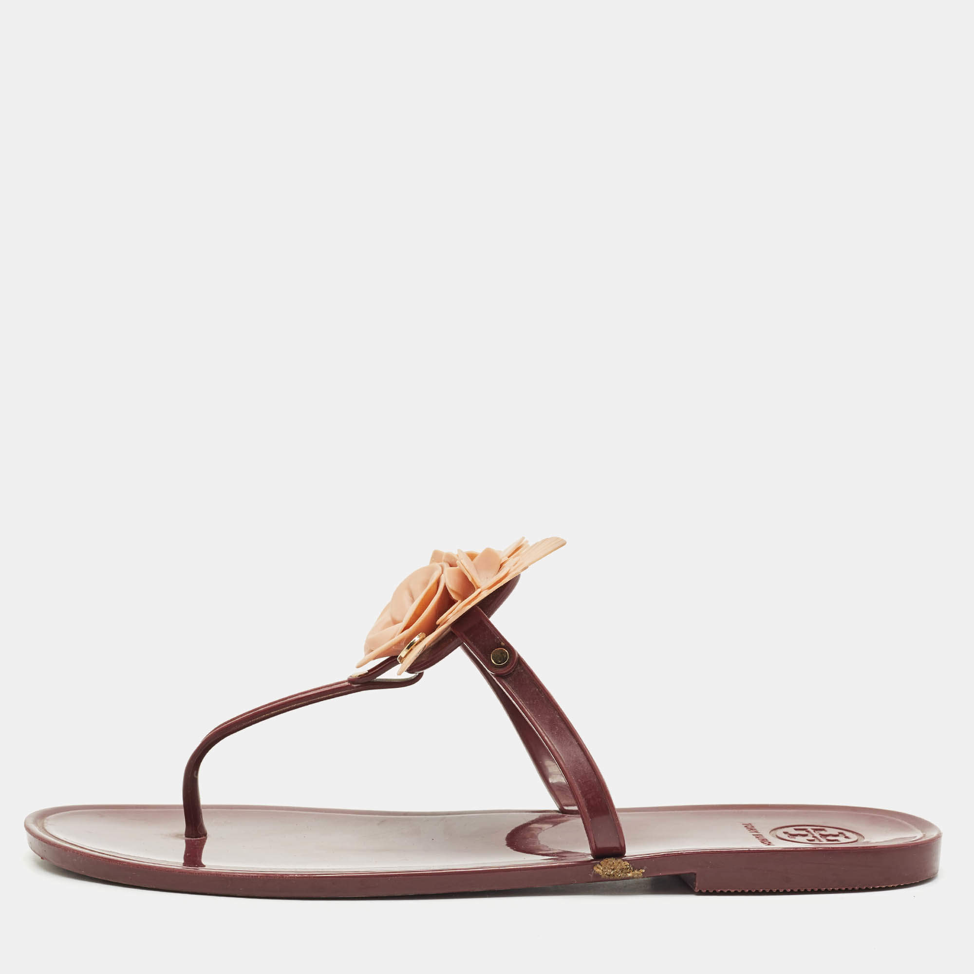 Tory Burch Burgundy Jelly Miller Thong Sandals Size 39