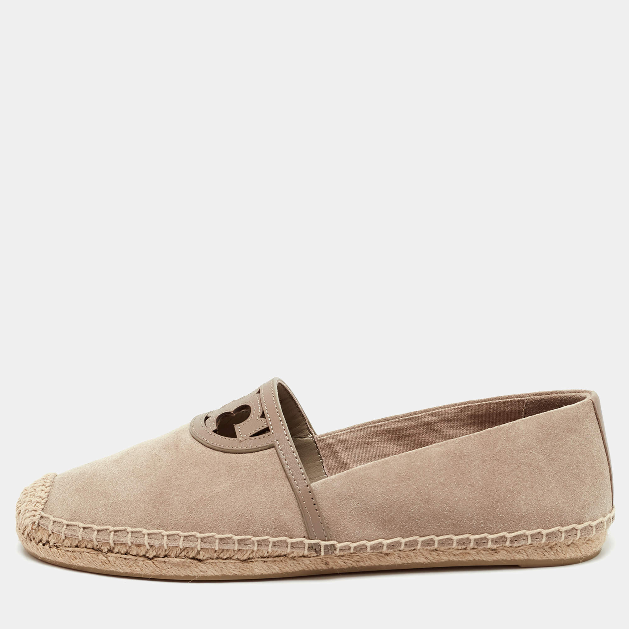 Tory Burch Beige Suede Sidney Espadrille Flats Size 38.5