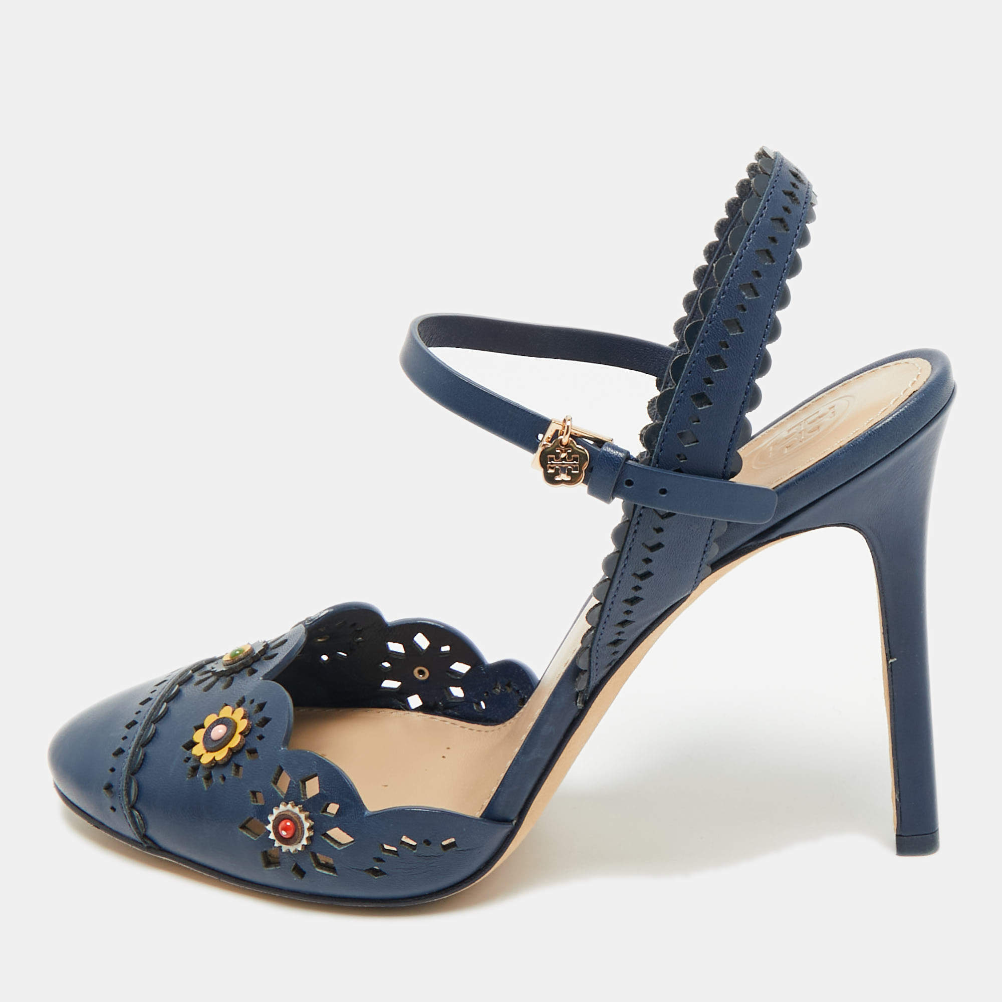Tory Burch Multicolor Leather Tassels Block Heel Sandals