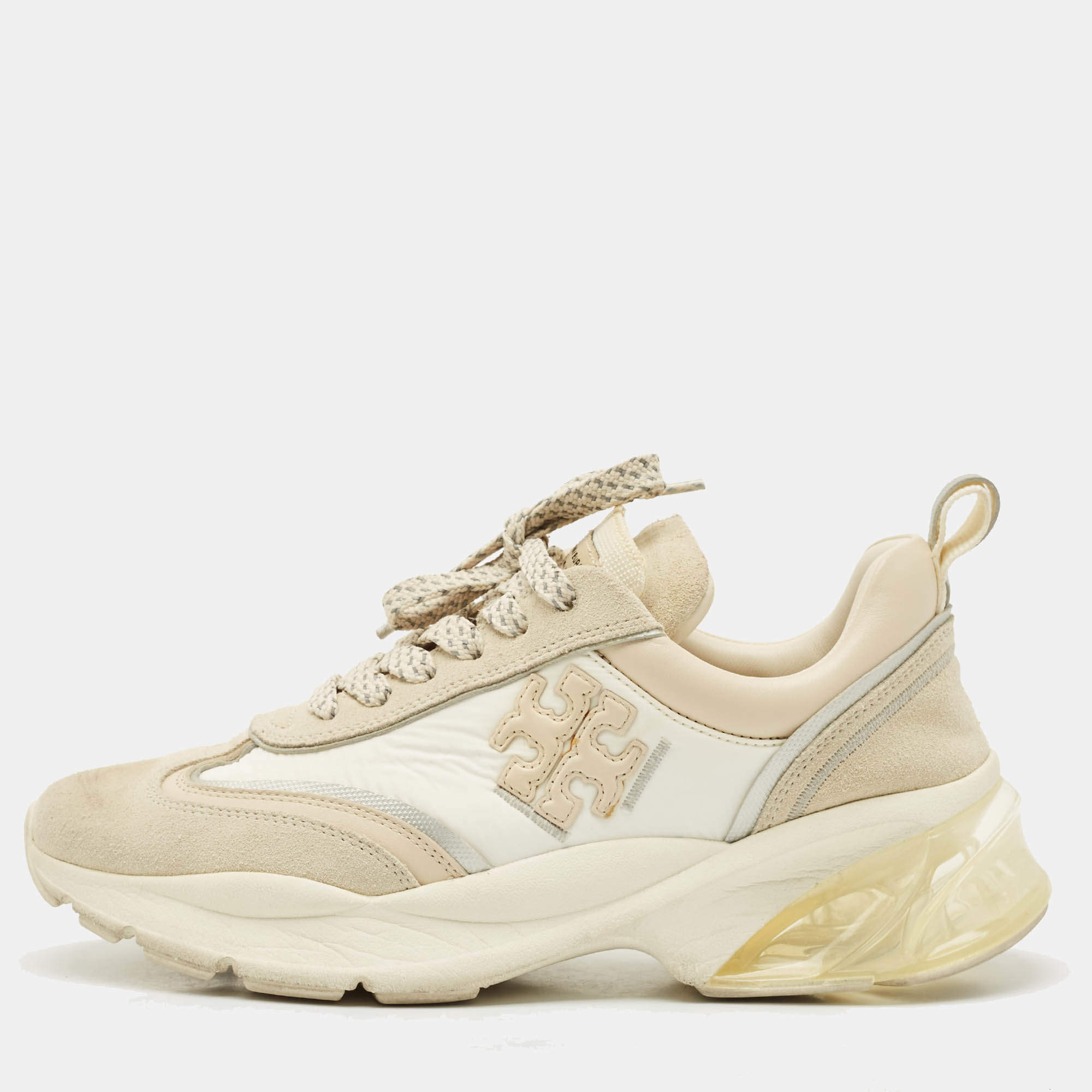 Pre Owned Tory Burch Multicolor Suede and Leather Good Luck Sneakers Size 39