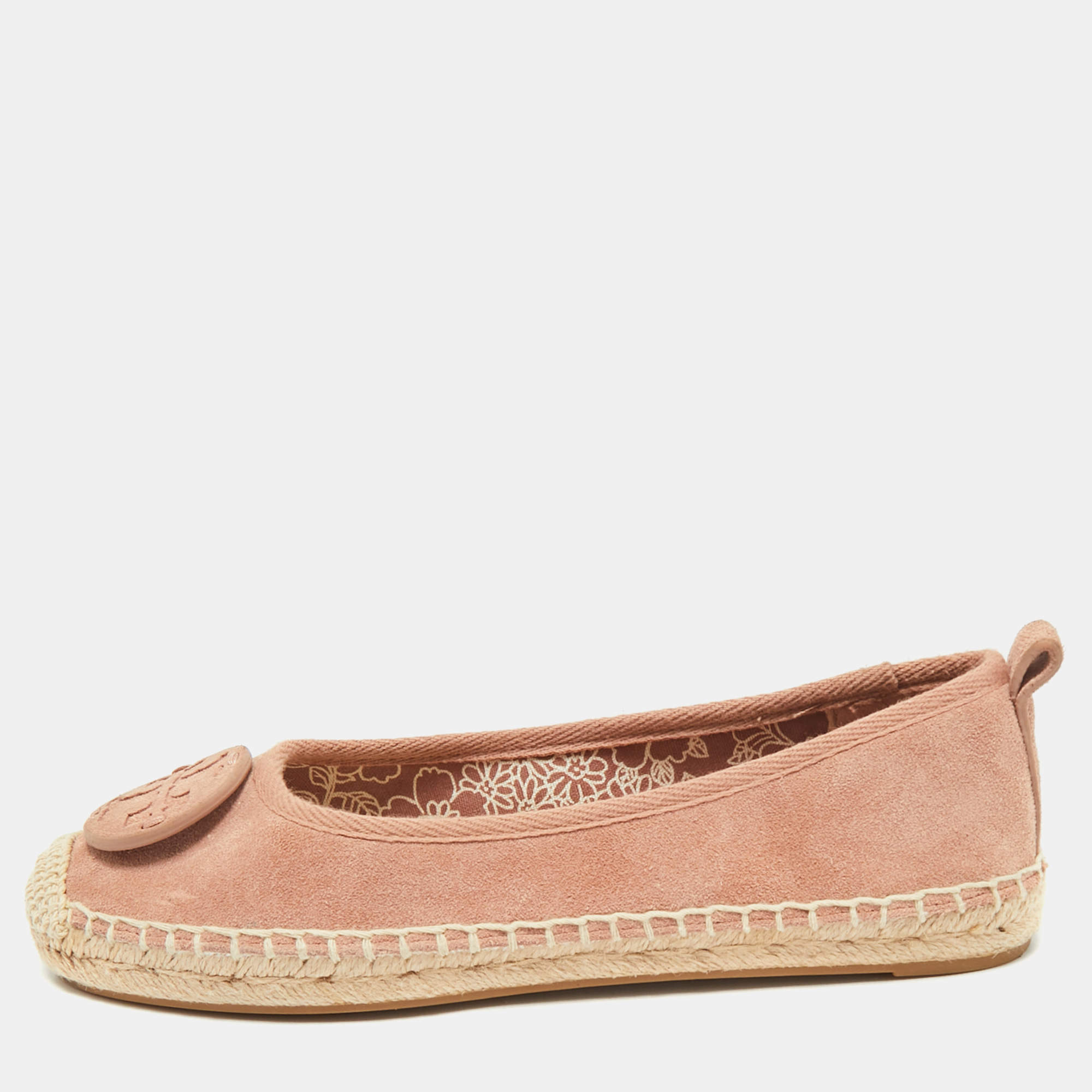 Pre Owned Tory Burch Pink Suede Minnie Ballet Flats Size 36