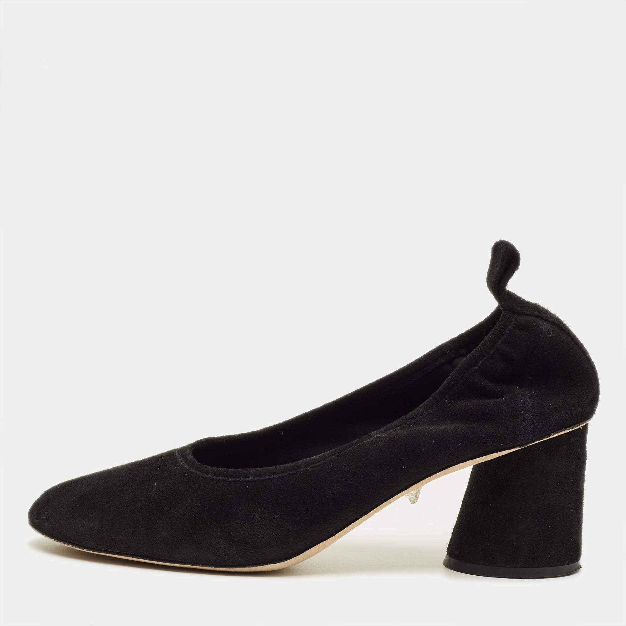 مملوكة مسبقًا Tory Burch Size 40 Black Suede Block Heel Pumps