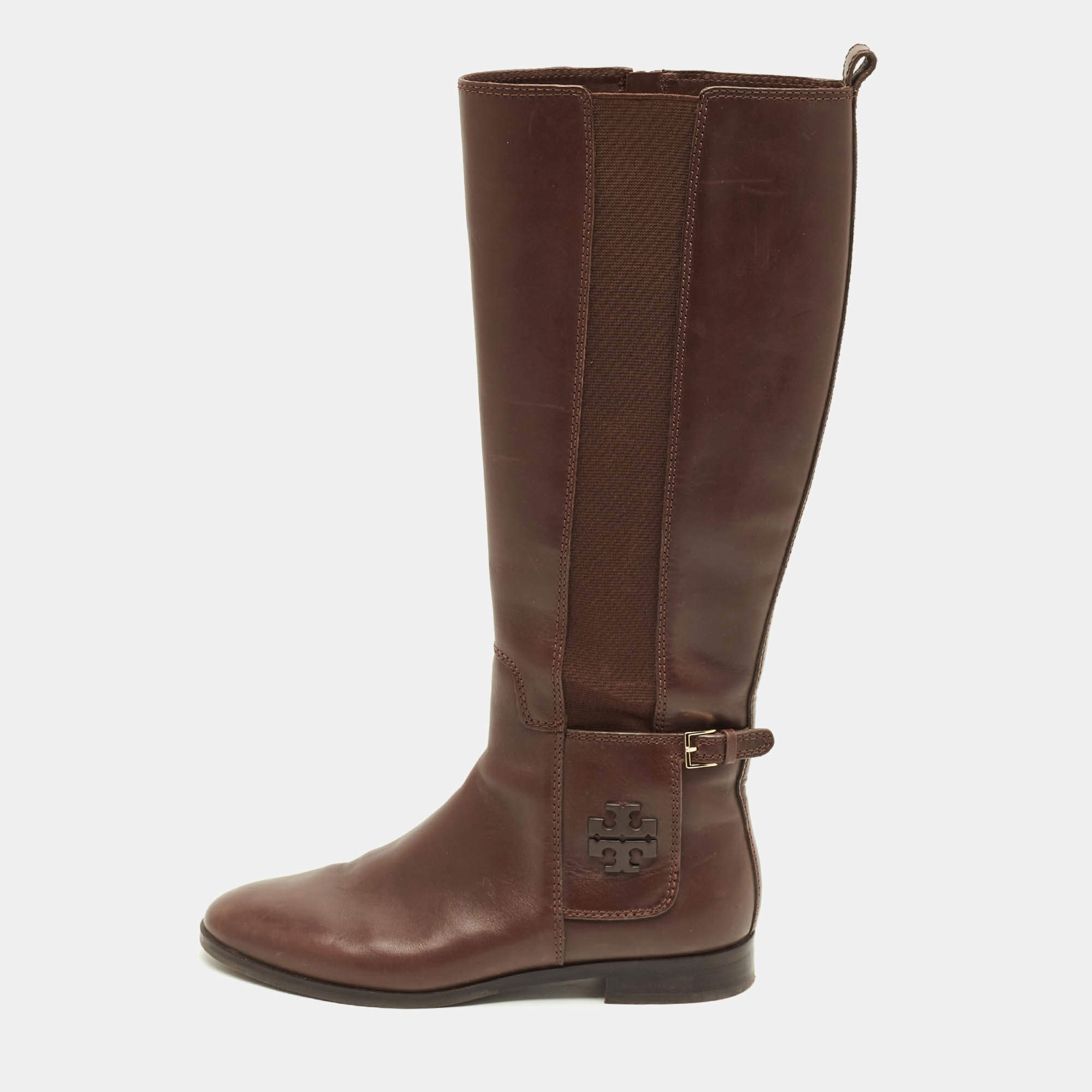 Pre Owned Tory Burch Riding Size 38 Brown Leather Knee Length Boots