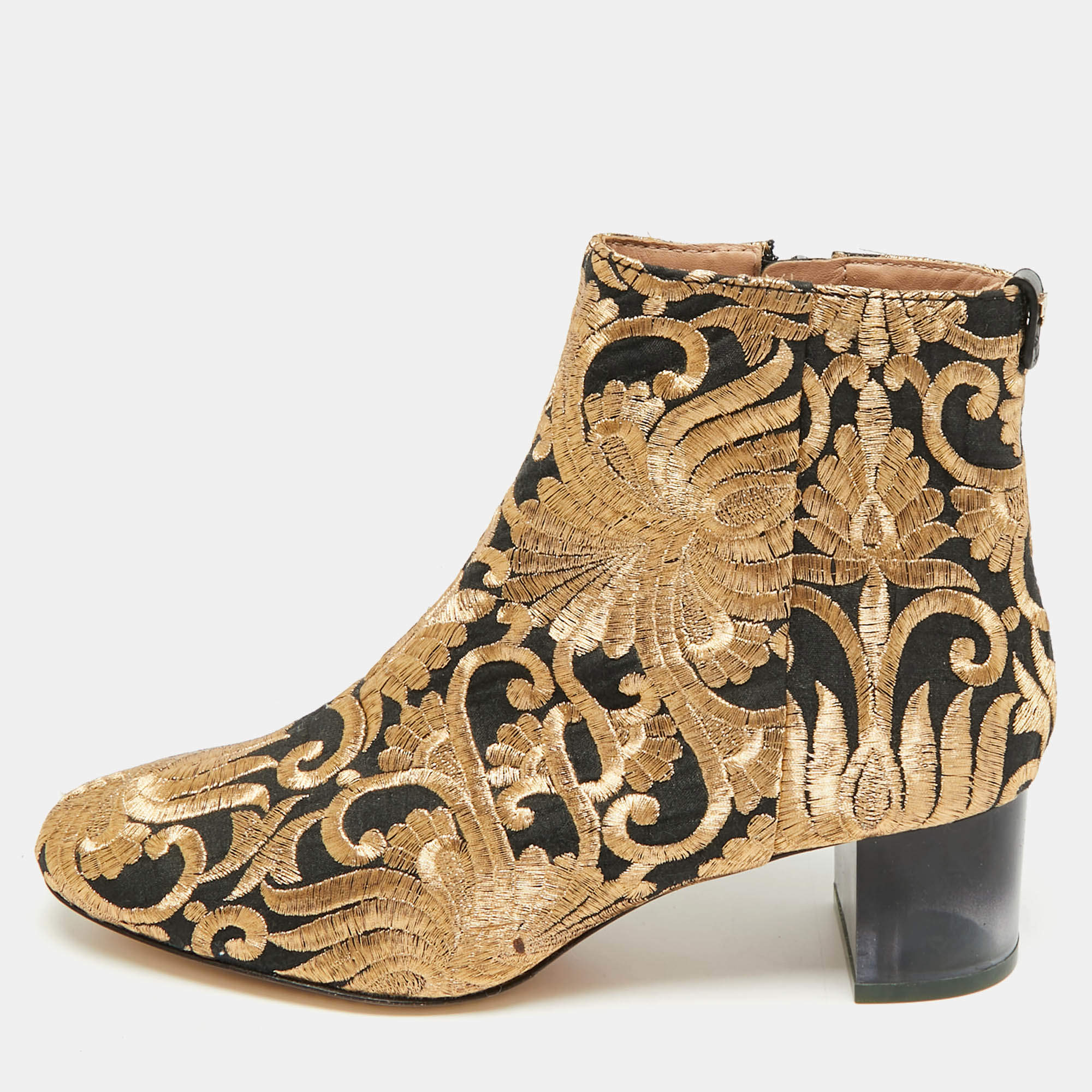 Pre Owned Tory Burch Gigi Size 36 Brown Brocade Fabric Ankle Length Boots