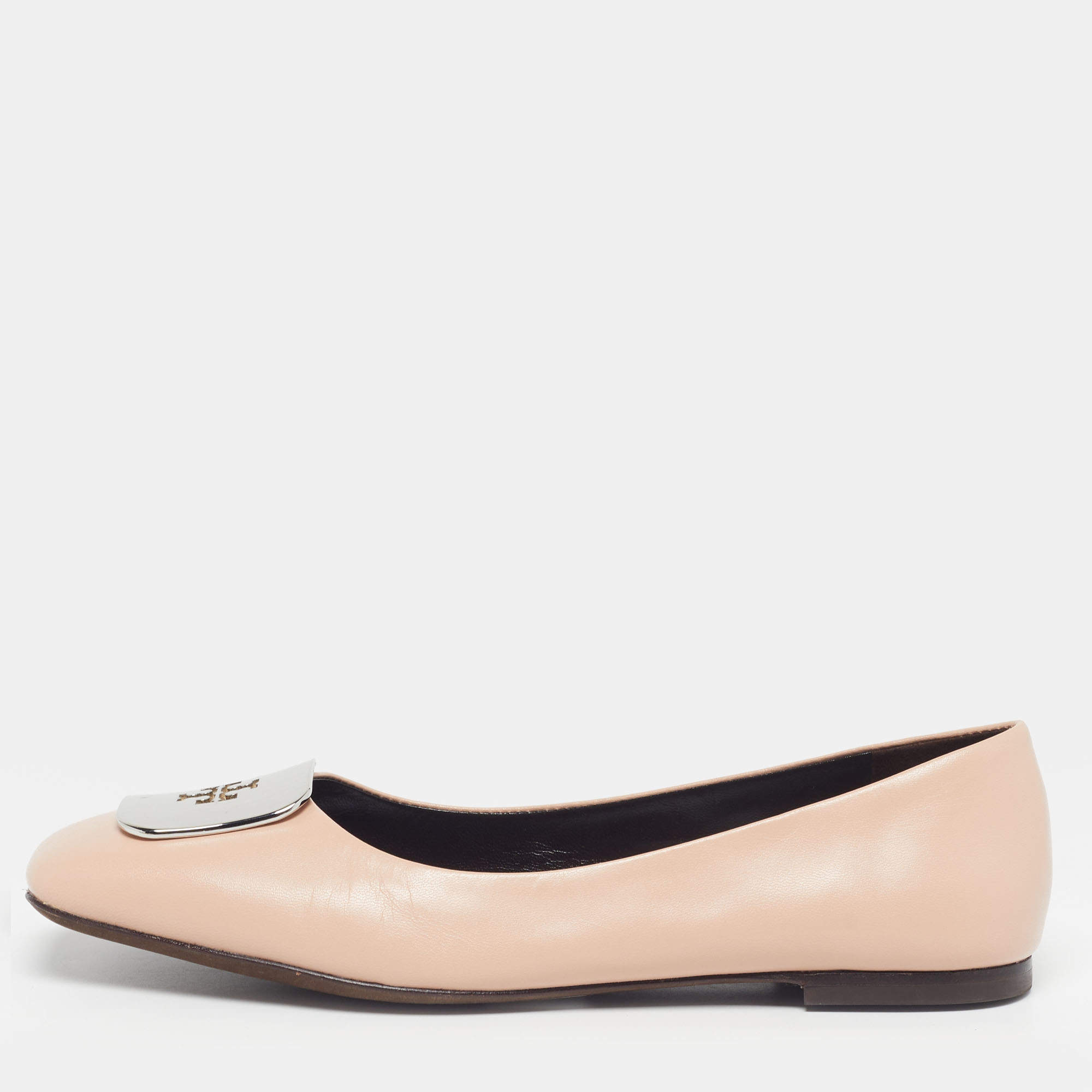 مملوكة مسبقًا Tory Burch Georgia Size 38 Beige Leather Ballet Flats