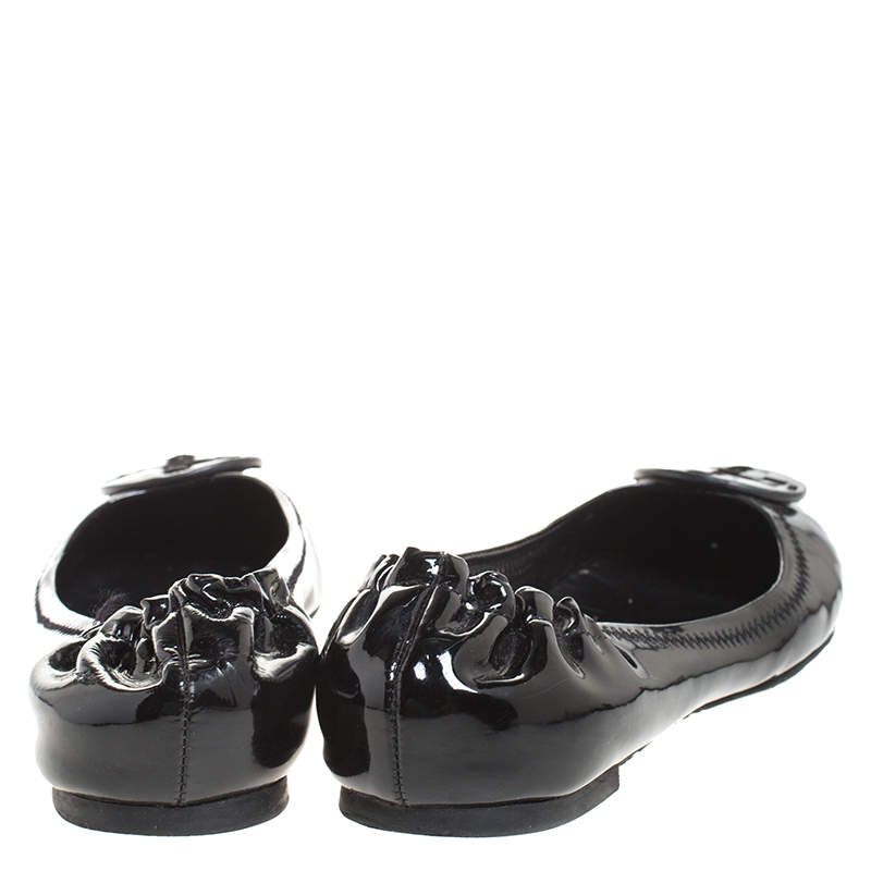 tory burch black patent leather reva flats