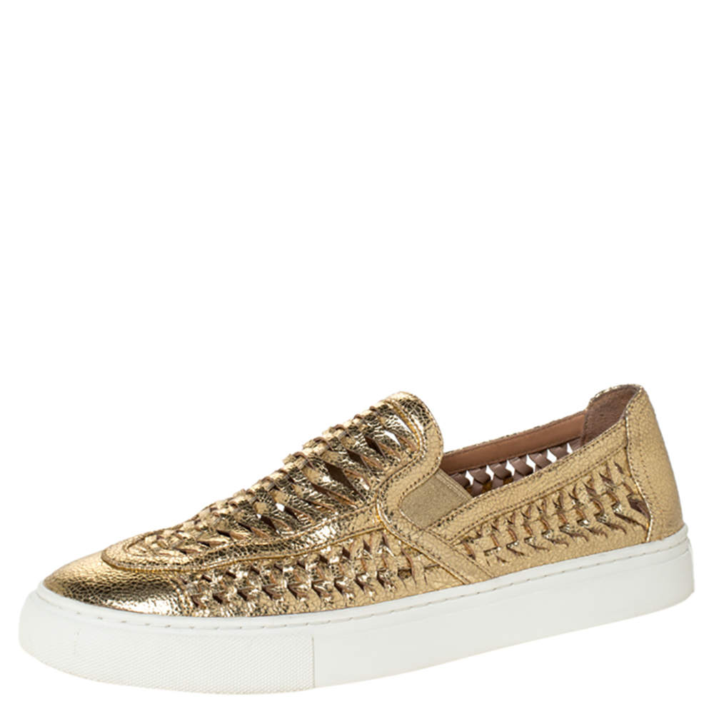 مملوكة مسبقًا حذاء رياضى تورى برش سليب أون هواراتش جلد مغزول ذهبى مقاس 40