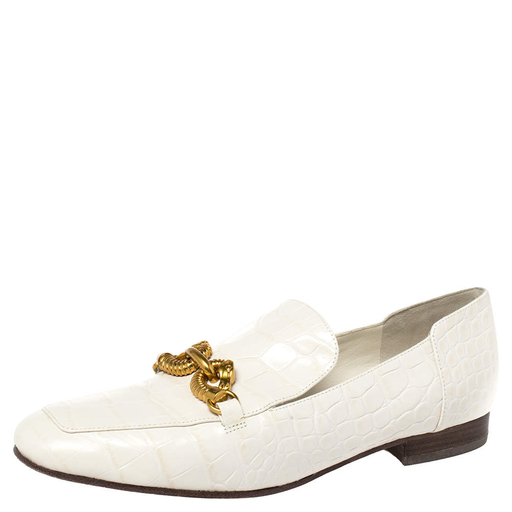 tory burch white loafers