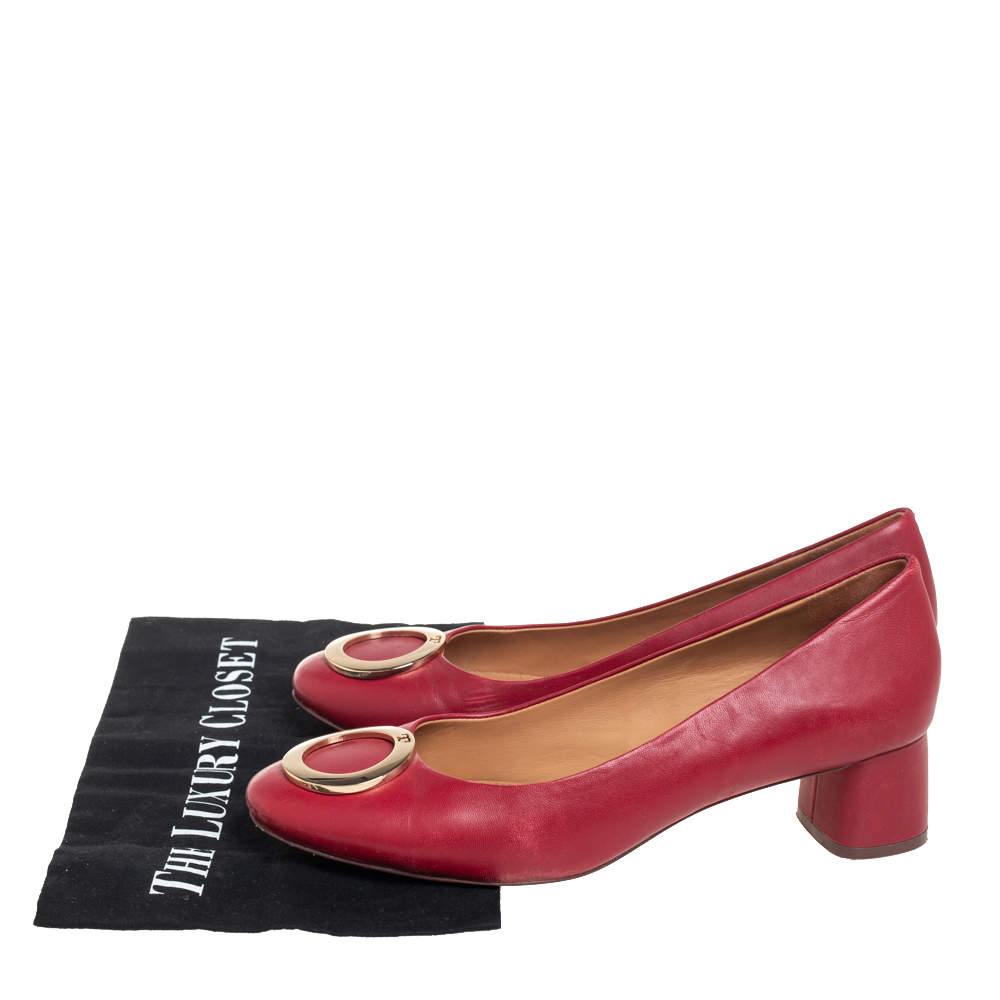 Tory Burch Red Leather Caterina Block Heel Pumps Size 39 Tory Burch | TLC