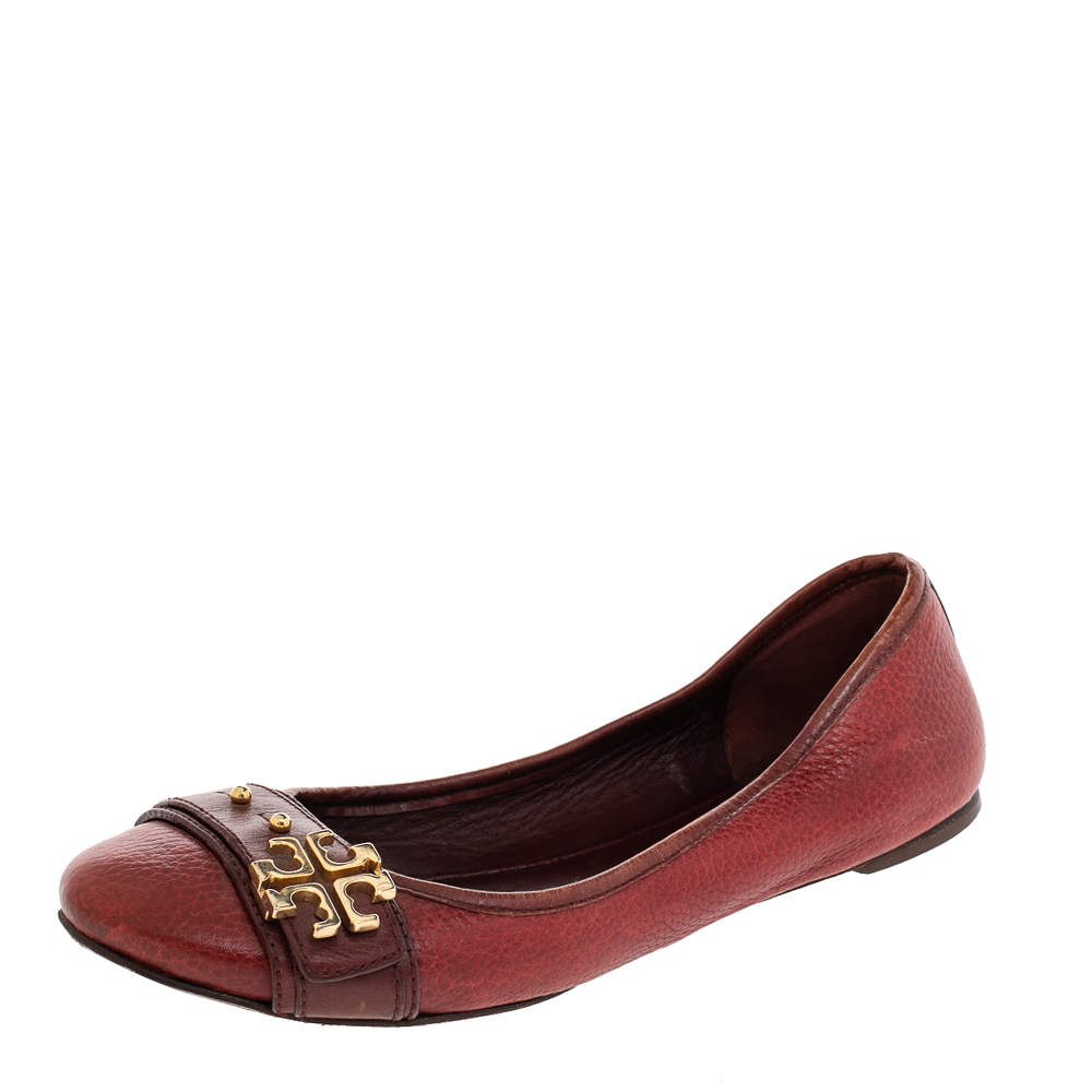 حذاء باليرينا فلات توري برش ايلينا جلد أحمر مقاس 38.5