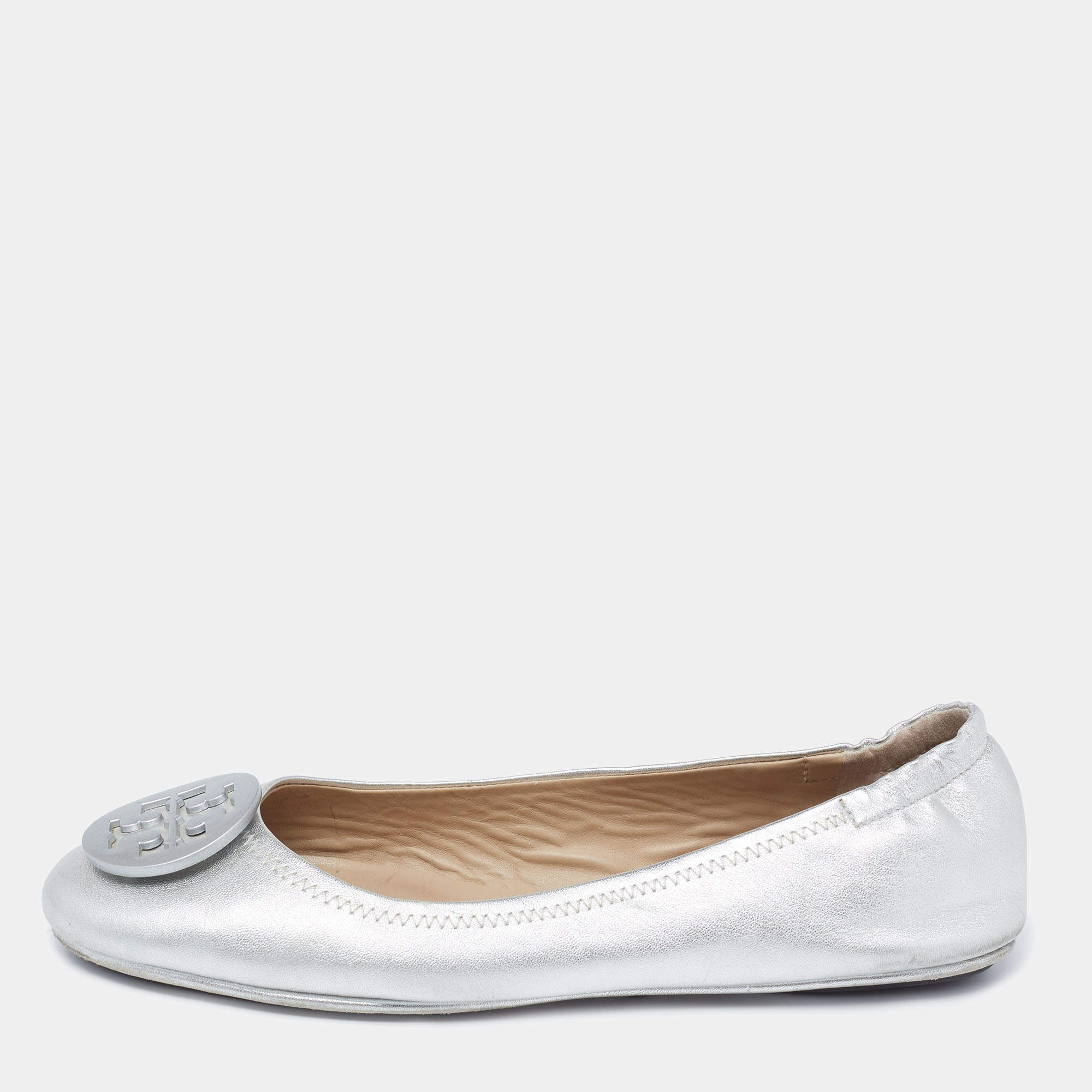 Tory burch silver deals minnie flats