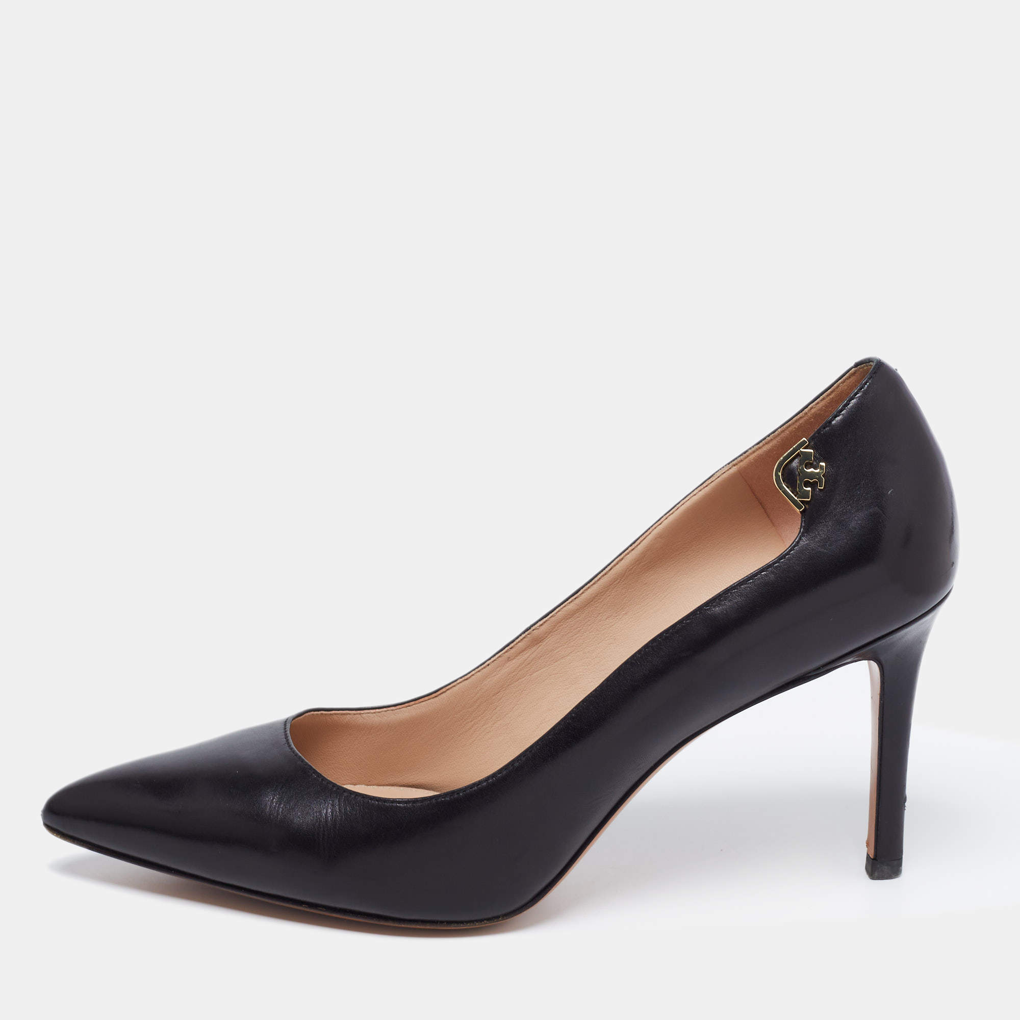 Pre Owned Tory Burch Black Leather Elizabeth Pumps Size 39