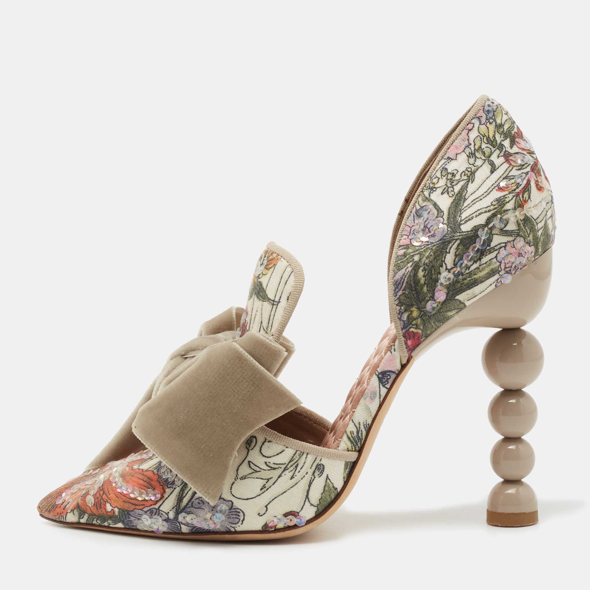 Pre Owned Tory Burch Multicolor Brocade Fabric Pumps Size 36.5