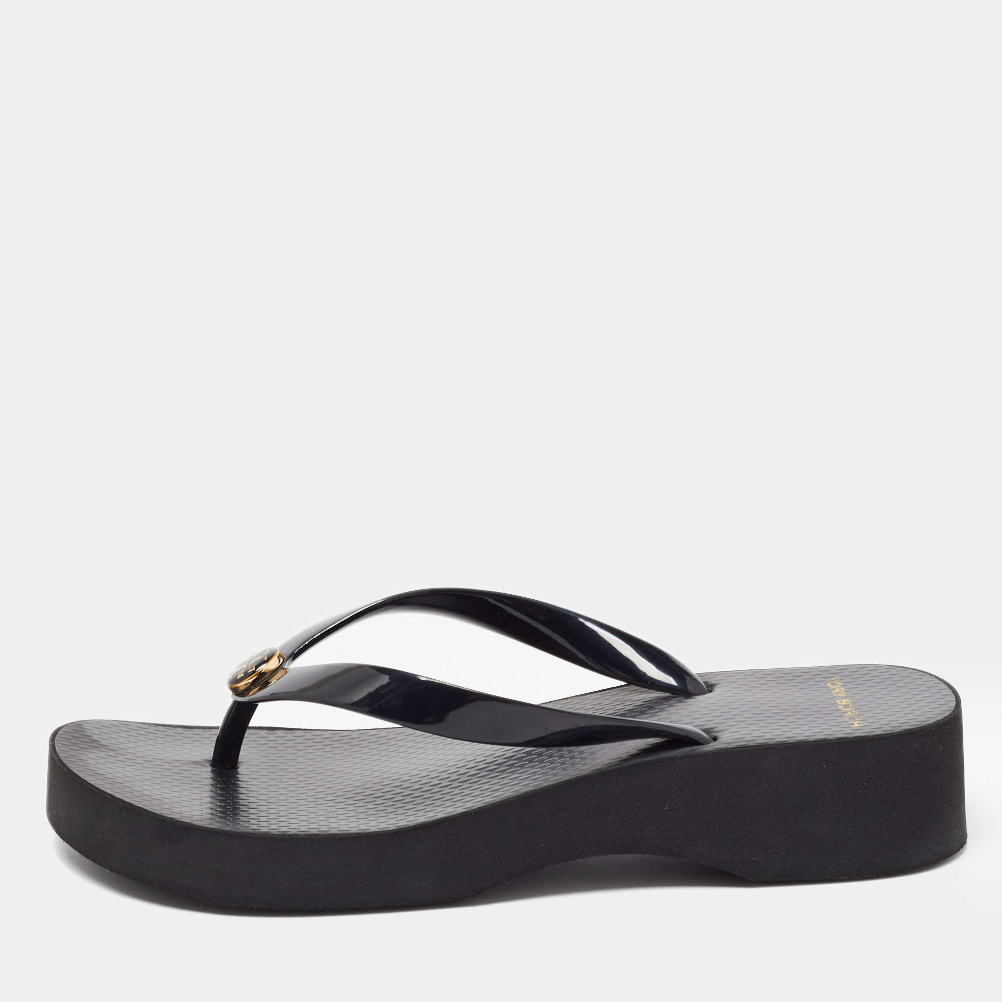 Tory Burch Black Rubber Thong Slides Size  Tory Burch | TLC