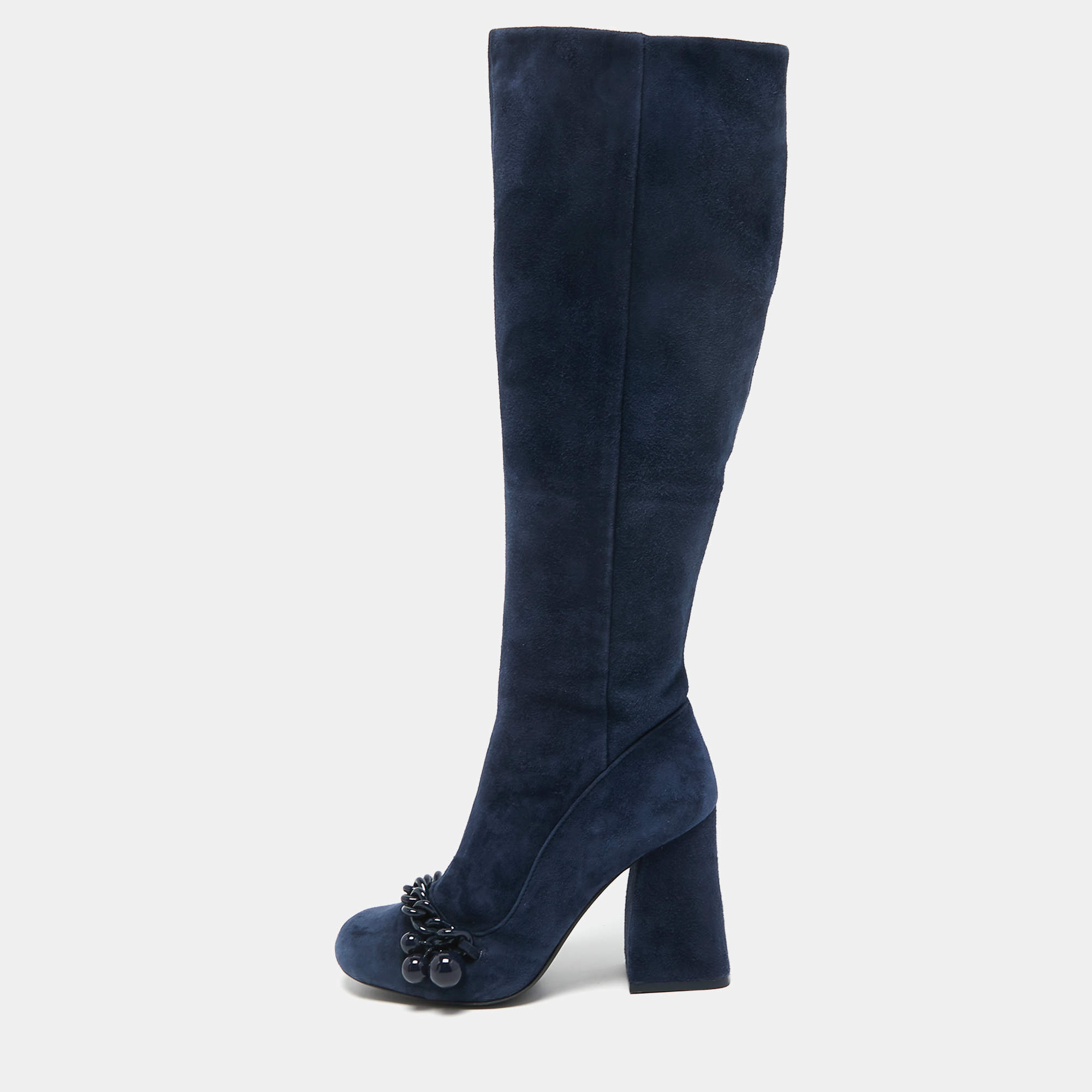 Tory Burch Navy Blue Suede Perrine Knee Length Boots Size 37 Tory Burch |  TLC