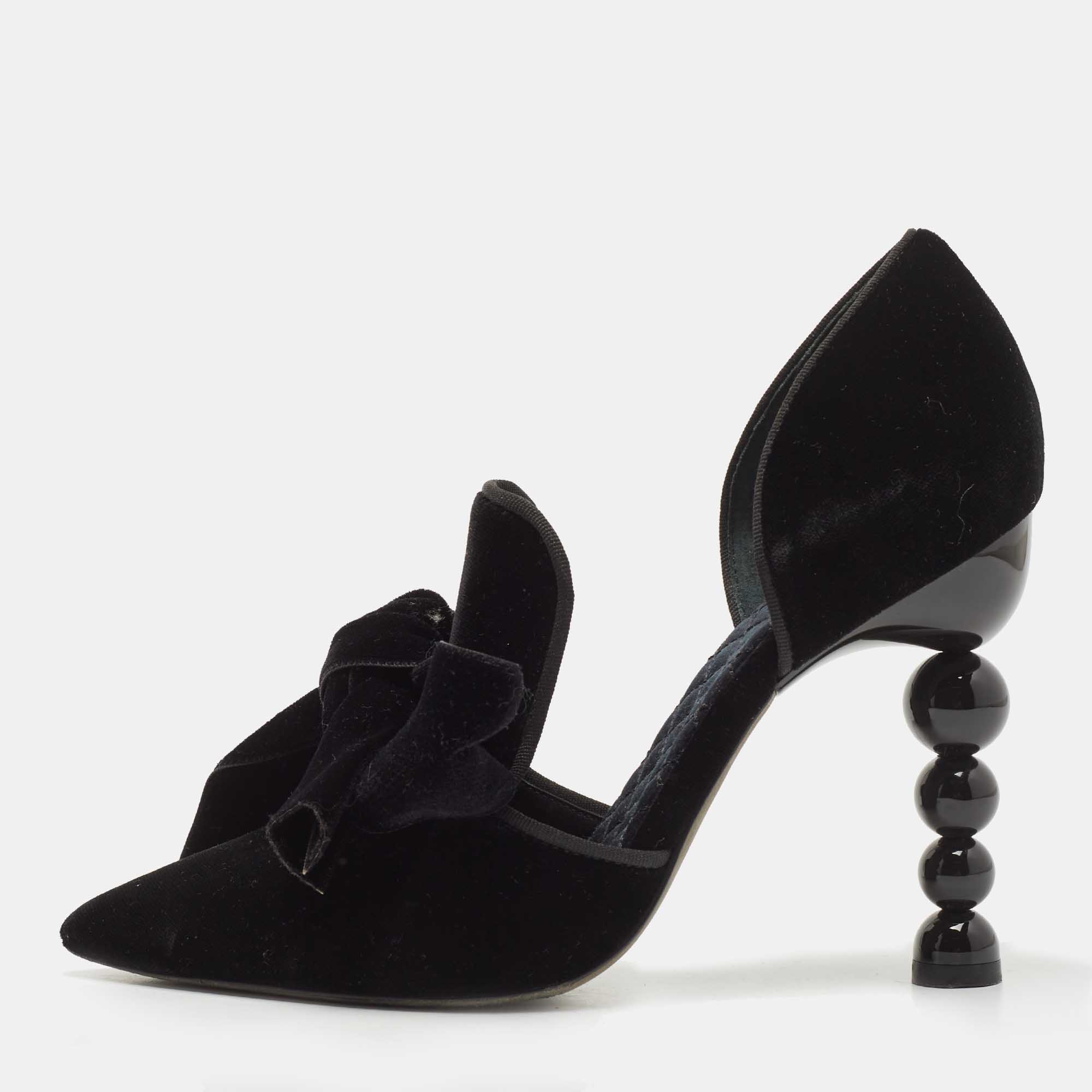 Pre Owned Tory Burch Black Velvet Clara Pumps Size 38