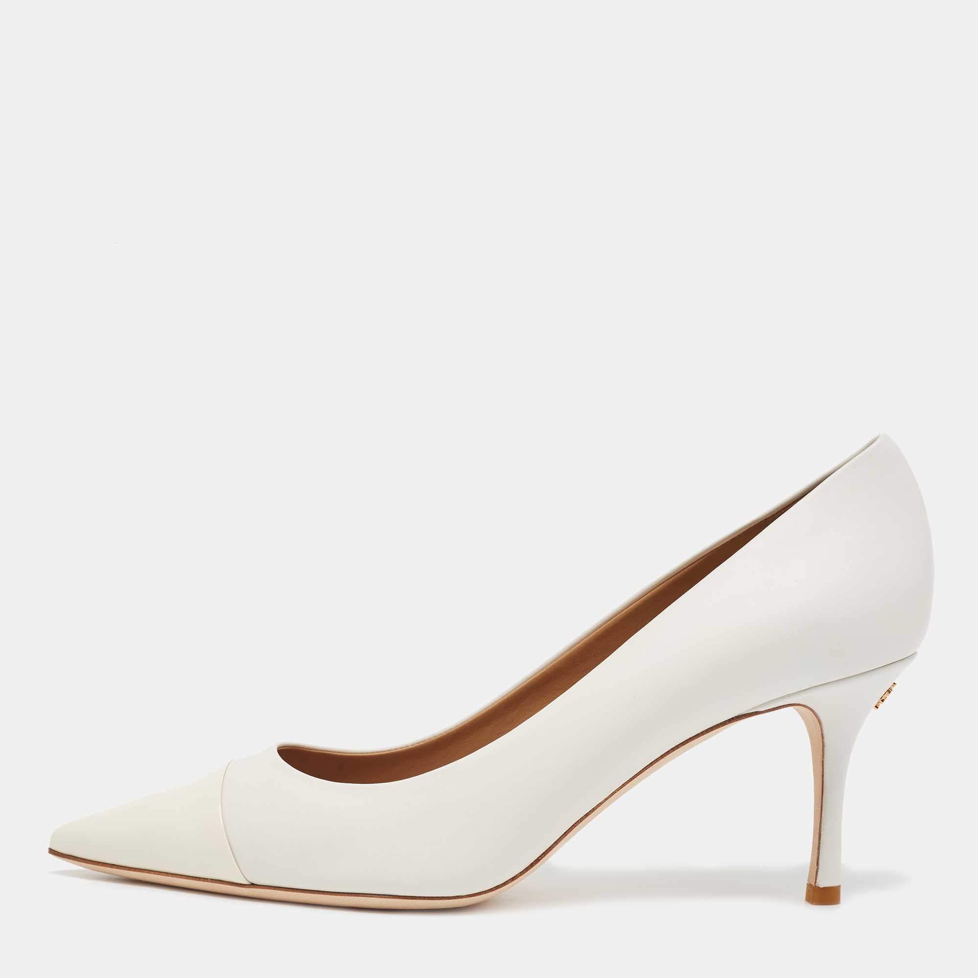 Pre Owned Tory Burch White Patent and Leather Penelope Pumps Size 40