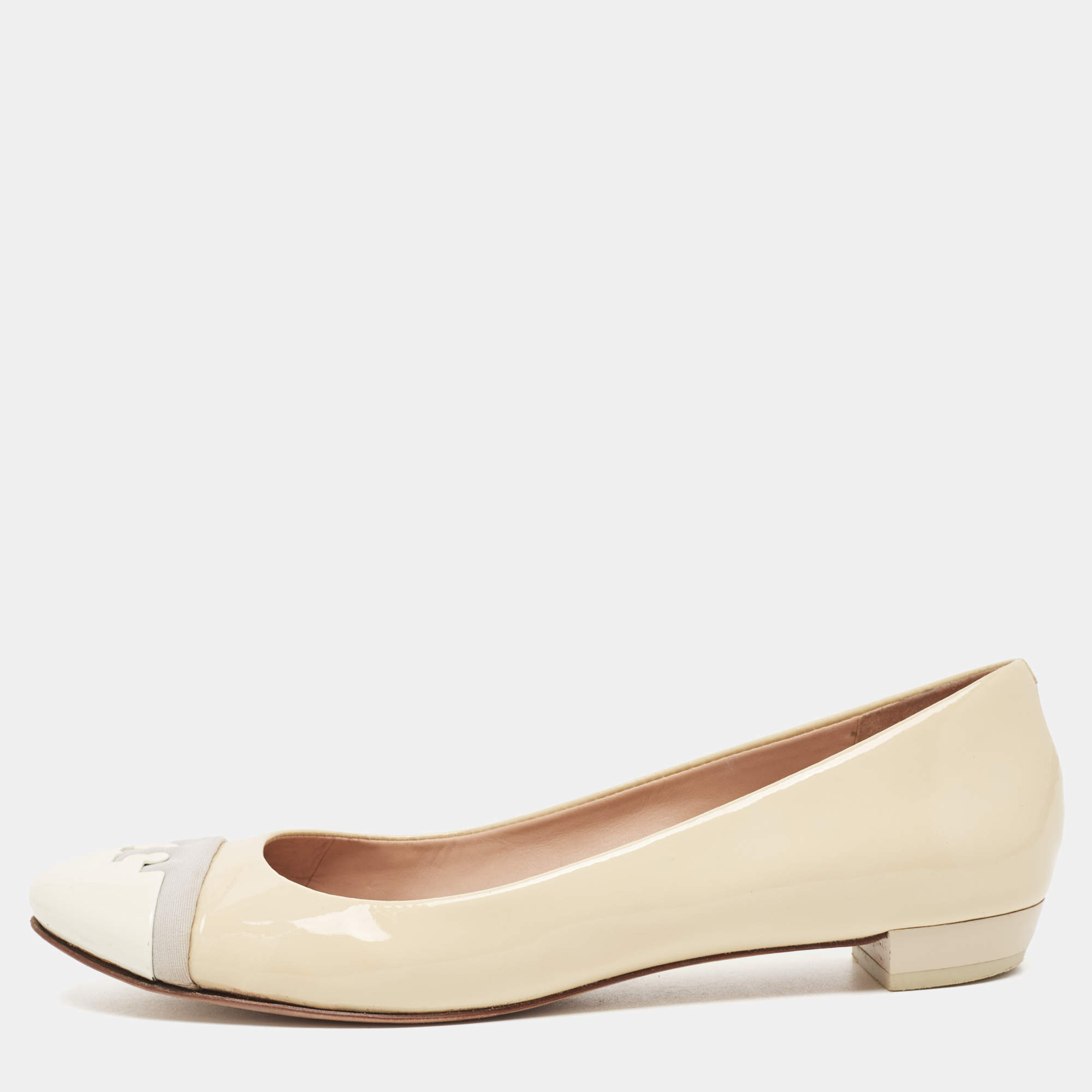 Pre Owned Tory Burch Tricolor Patent Leather Ballet Flats Size 39.5