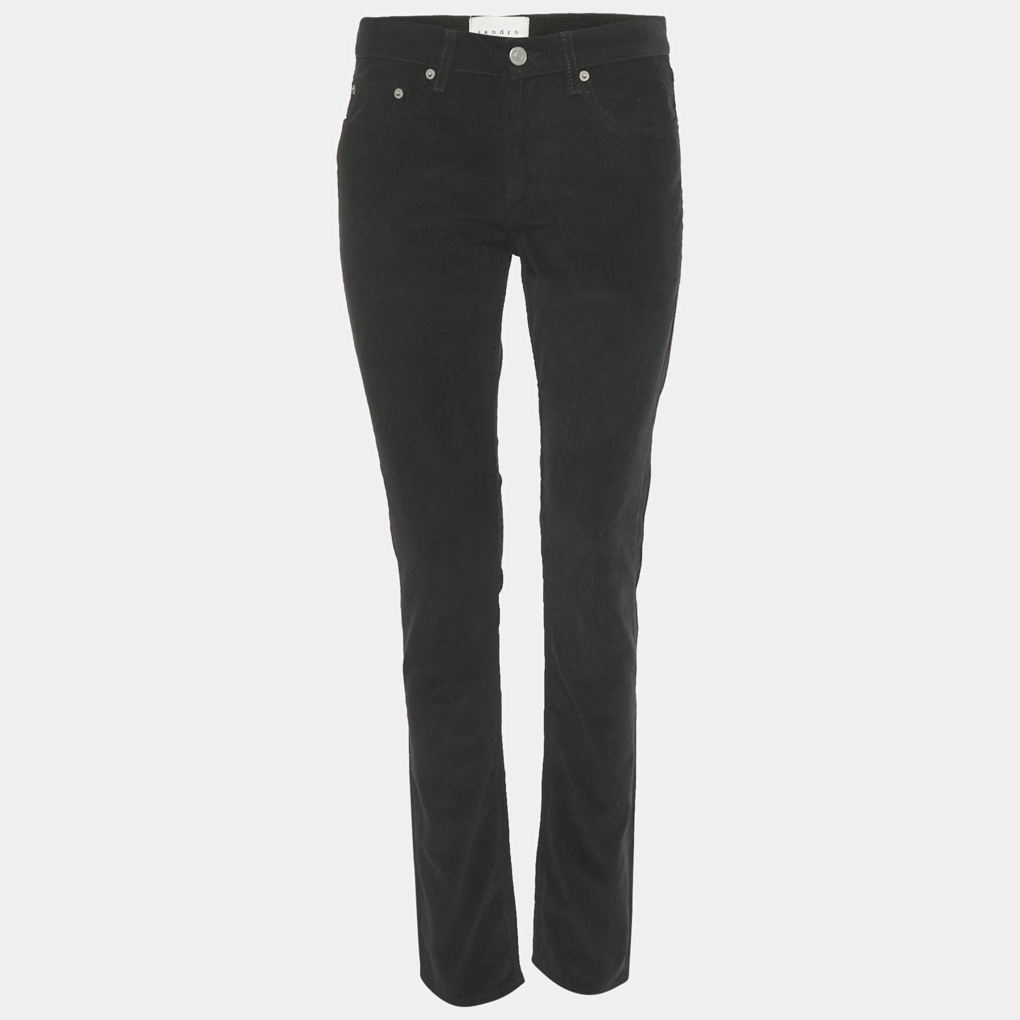 Pre Owned Sandro Black Corduroy Skinny Jeans M/Waist 29" 