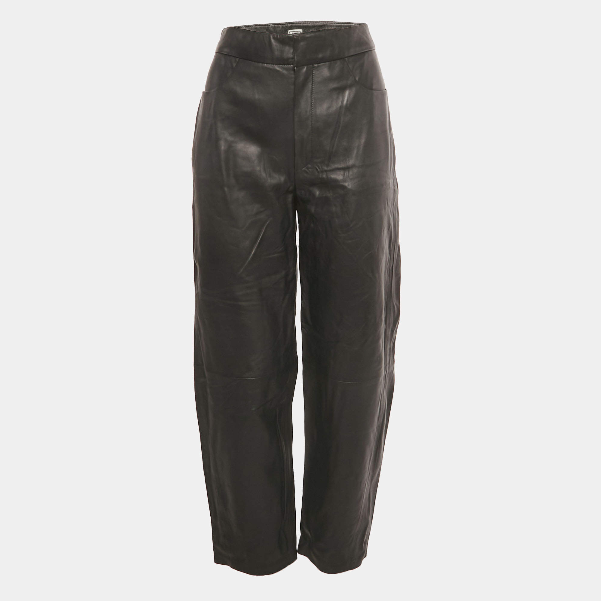 Pre Owned Toteme Black Novara Leather Trousers M