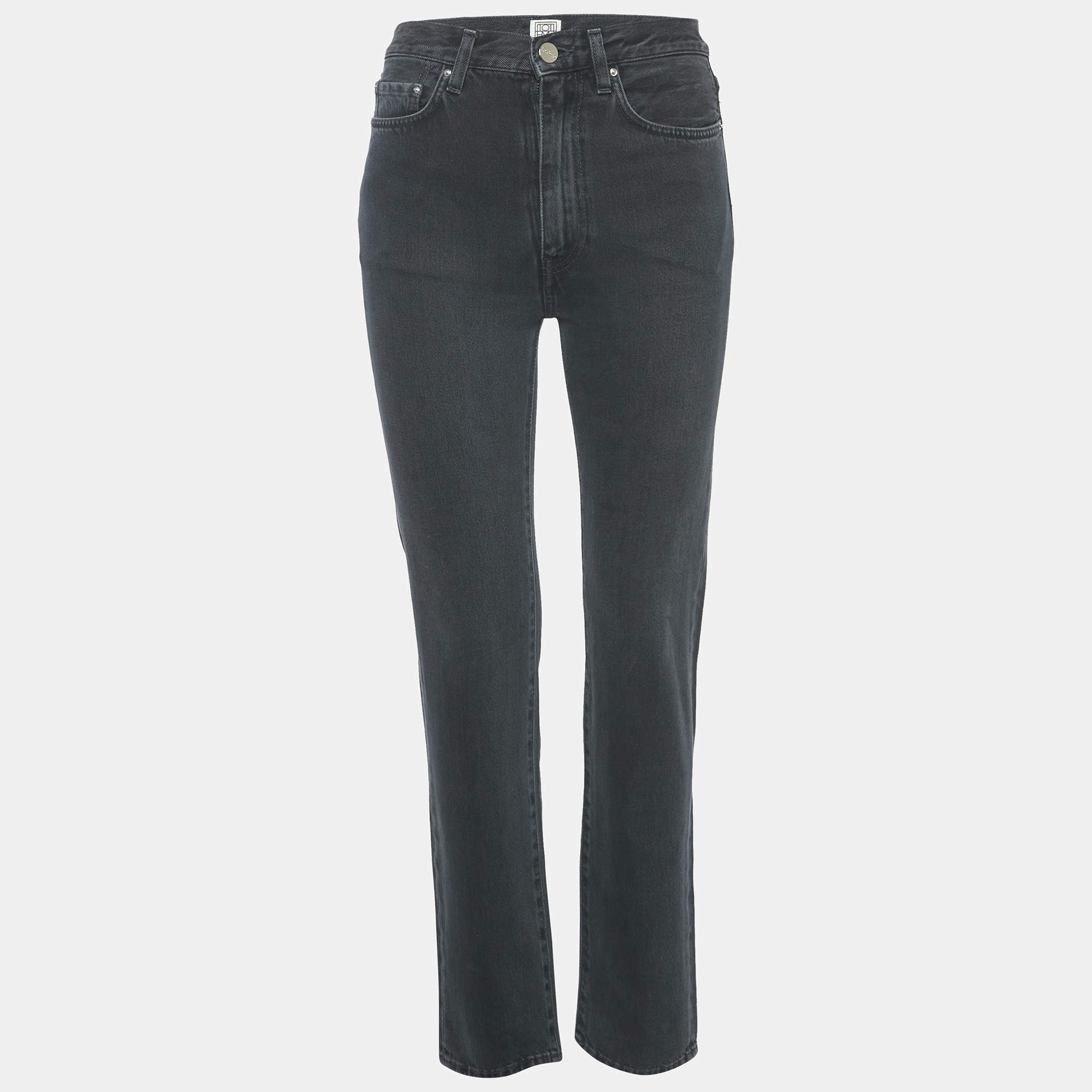 Pre Owned بنطلون جينز توتمي دنيم أسود عتيق قصة عادية مقاس خصر ٢٦ إنش