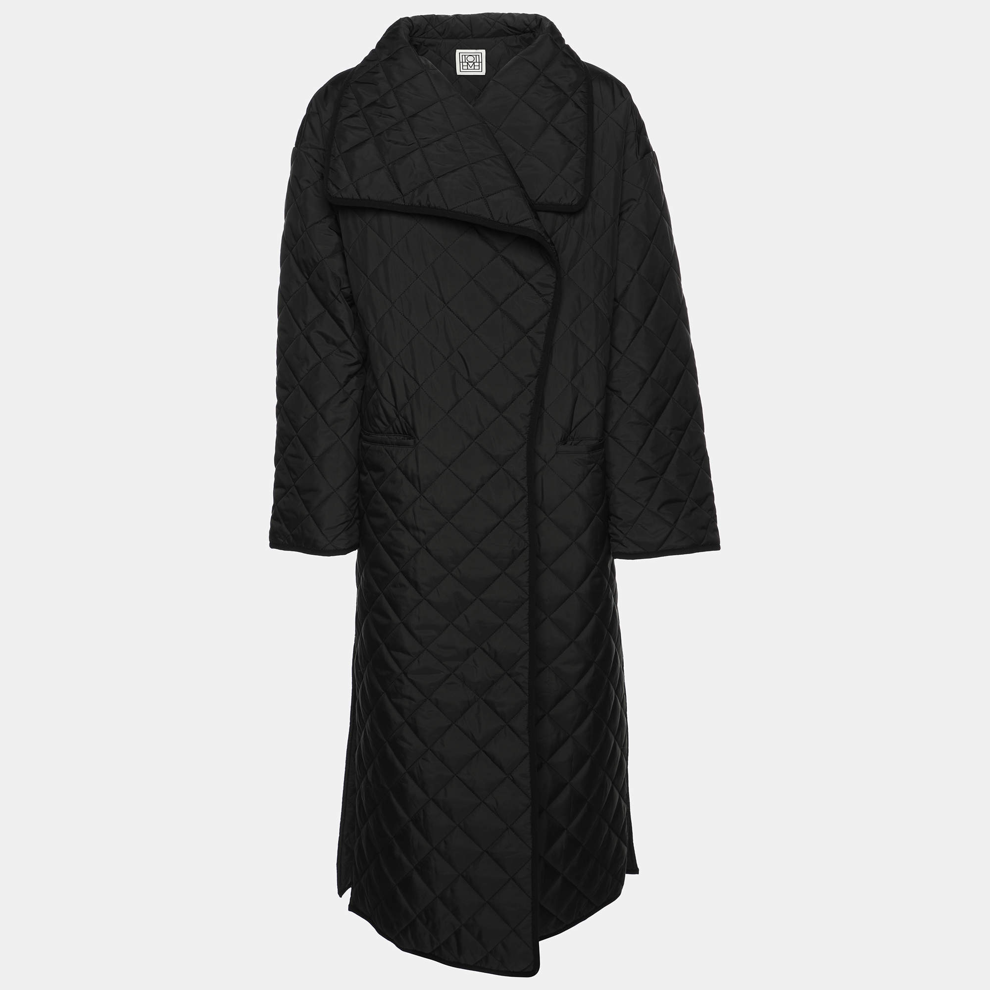 Totême Black Quilted Nylon Signature Coat XXS