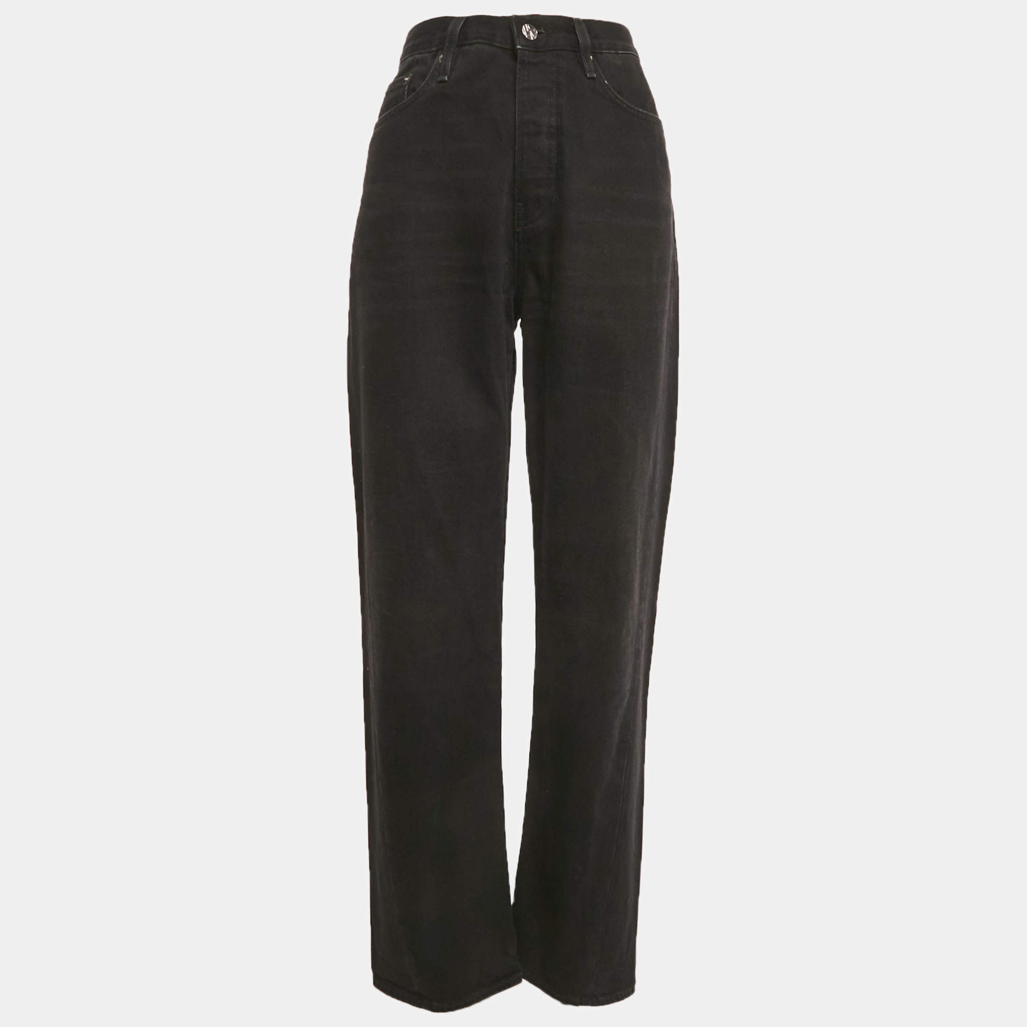 Pre Owned Toteme Black Denim Twisted Seam Denim Full Length Jeans M/Waist 28"